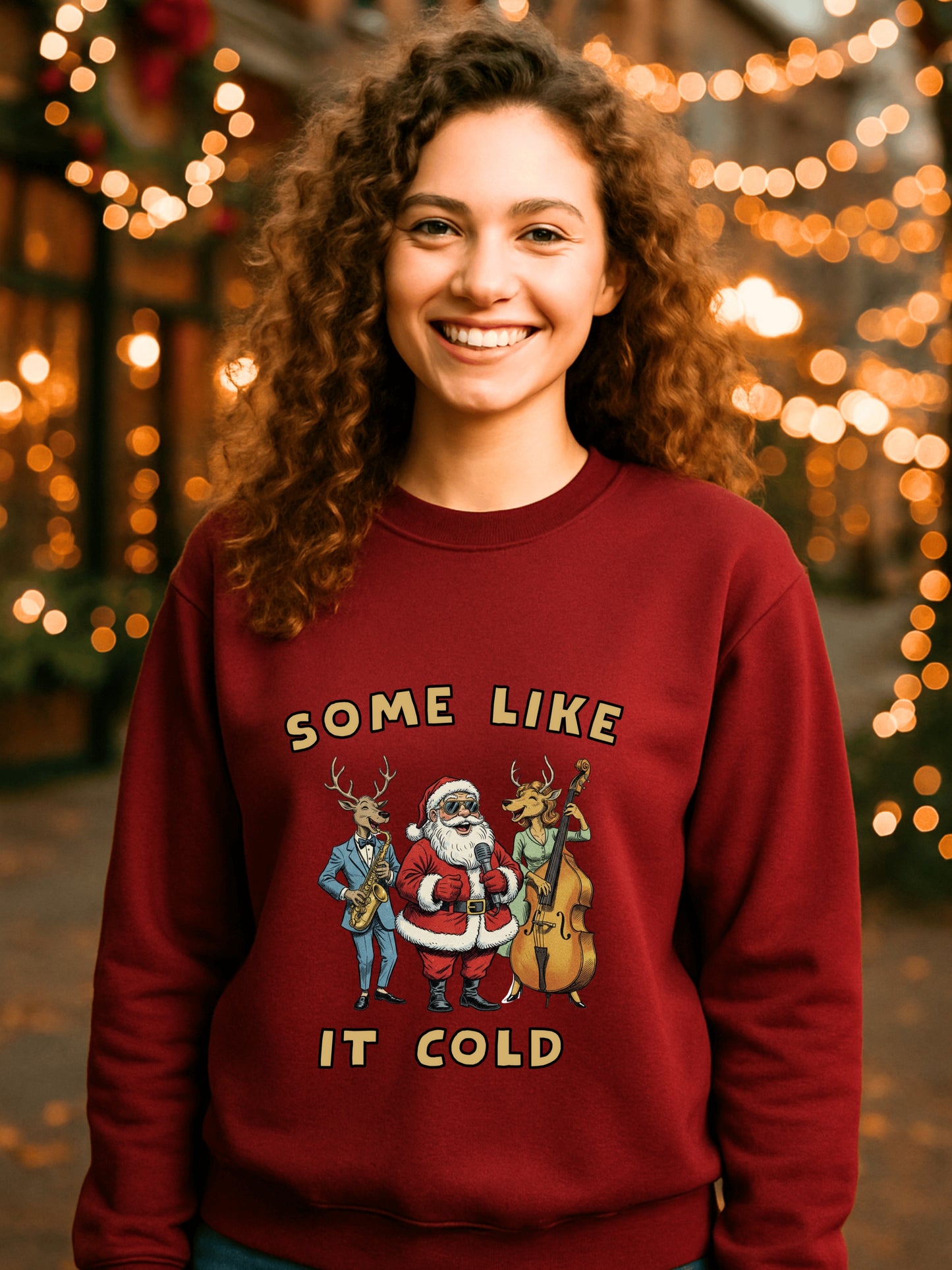 Vintage Christmas Jazz Reindeer Band Sweatshirt-Some Like It Cold-Holiday Music Humor