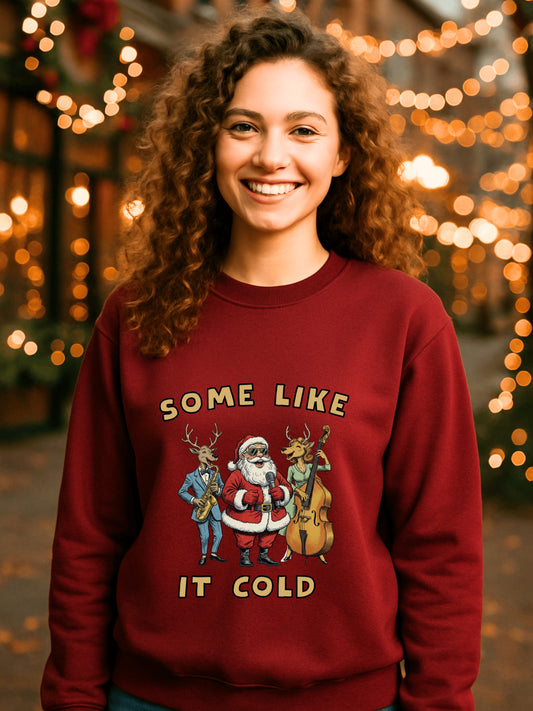 Vintage Christmas Jazz Reindeer Band Sweatshirt-Some Like It Cold-Holiday Music Humor