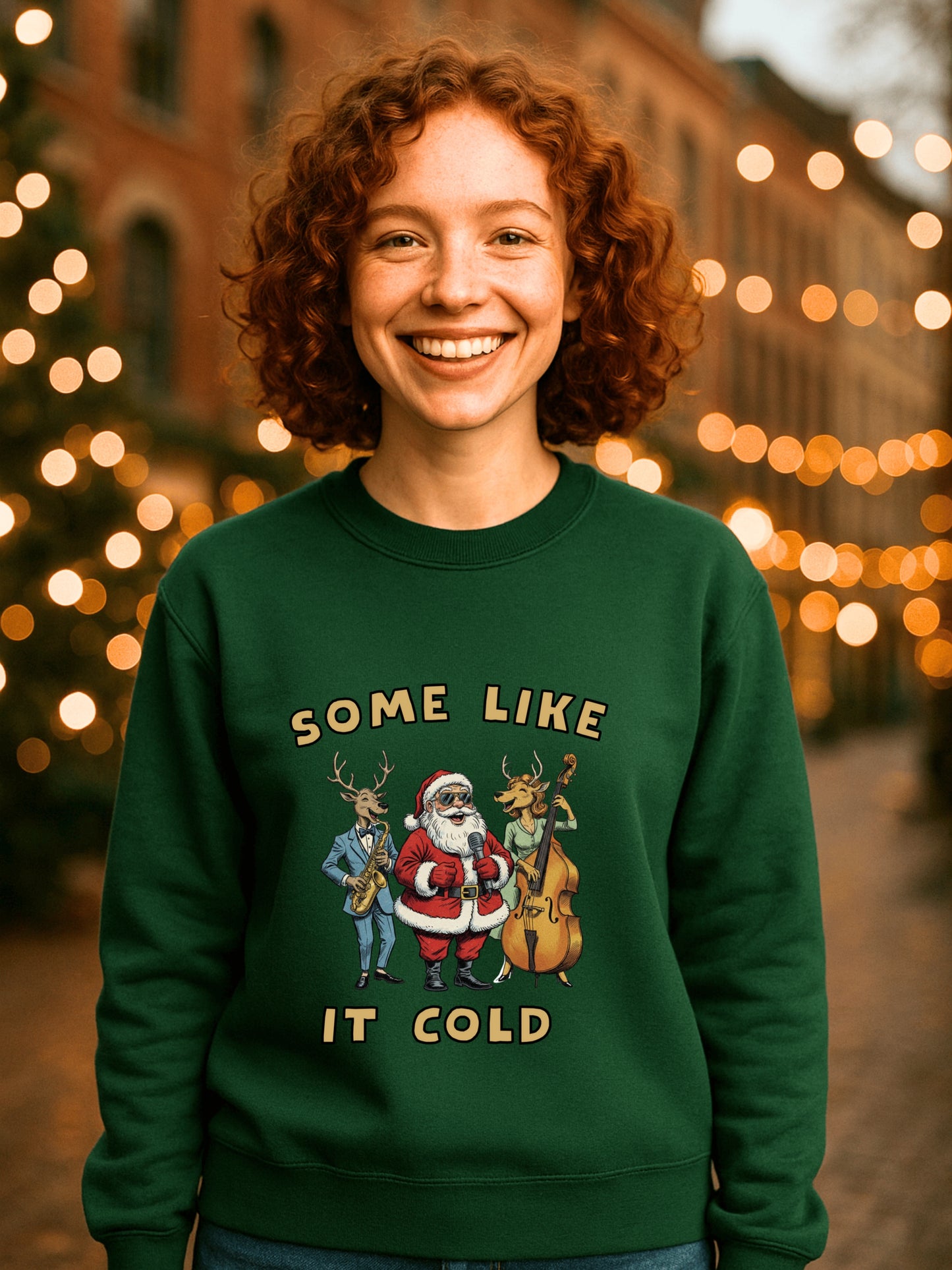 Vintage Christmas Jazz Reindeer Band Sweatshirt-Some Like It Cold-Holiday Music Humor