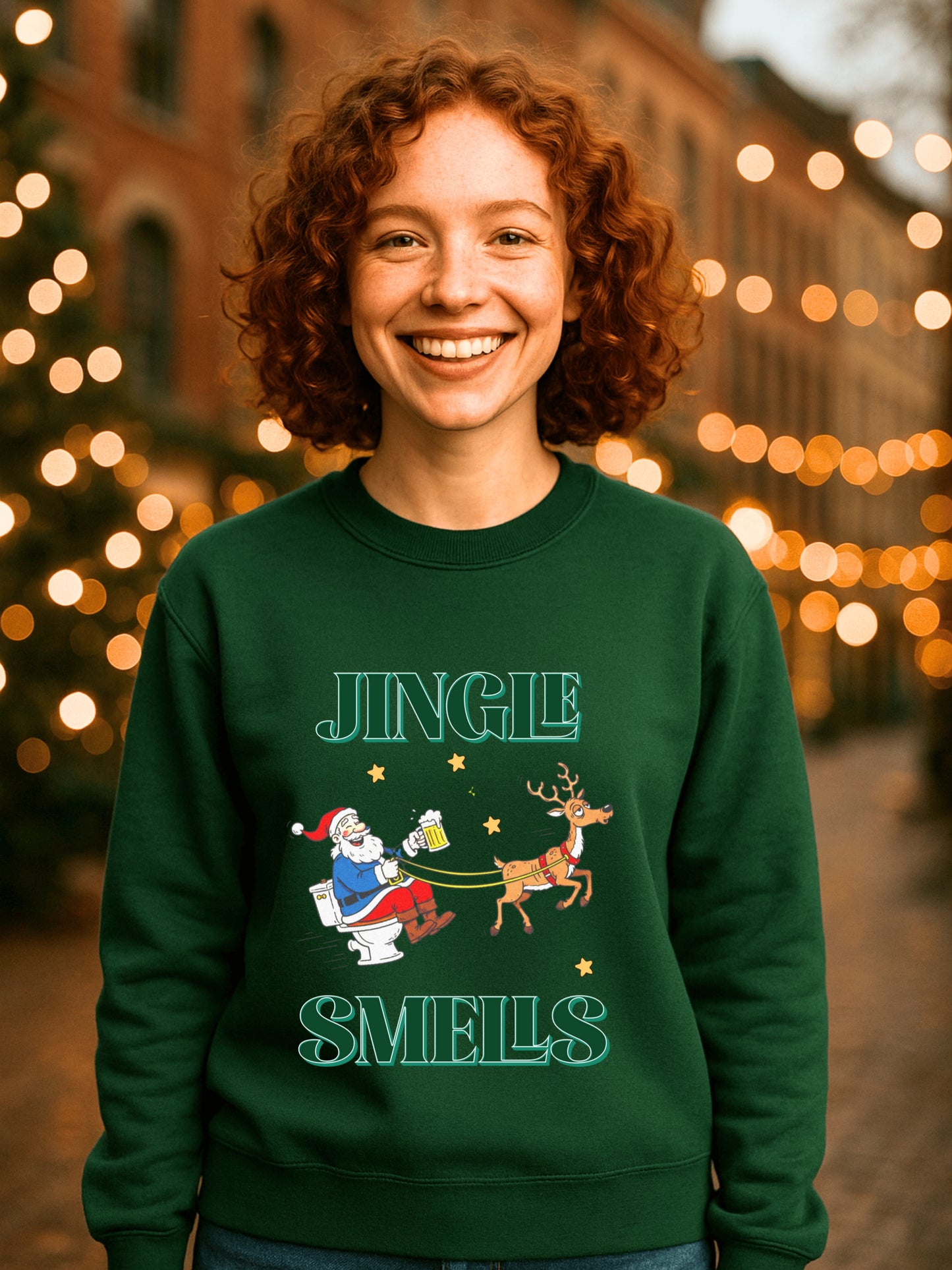 Drunk Santa on Toilet Sweatshirt | Funny Jingle Smells Reindeer Holiday