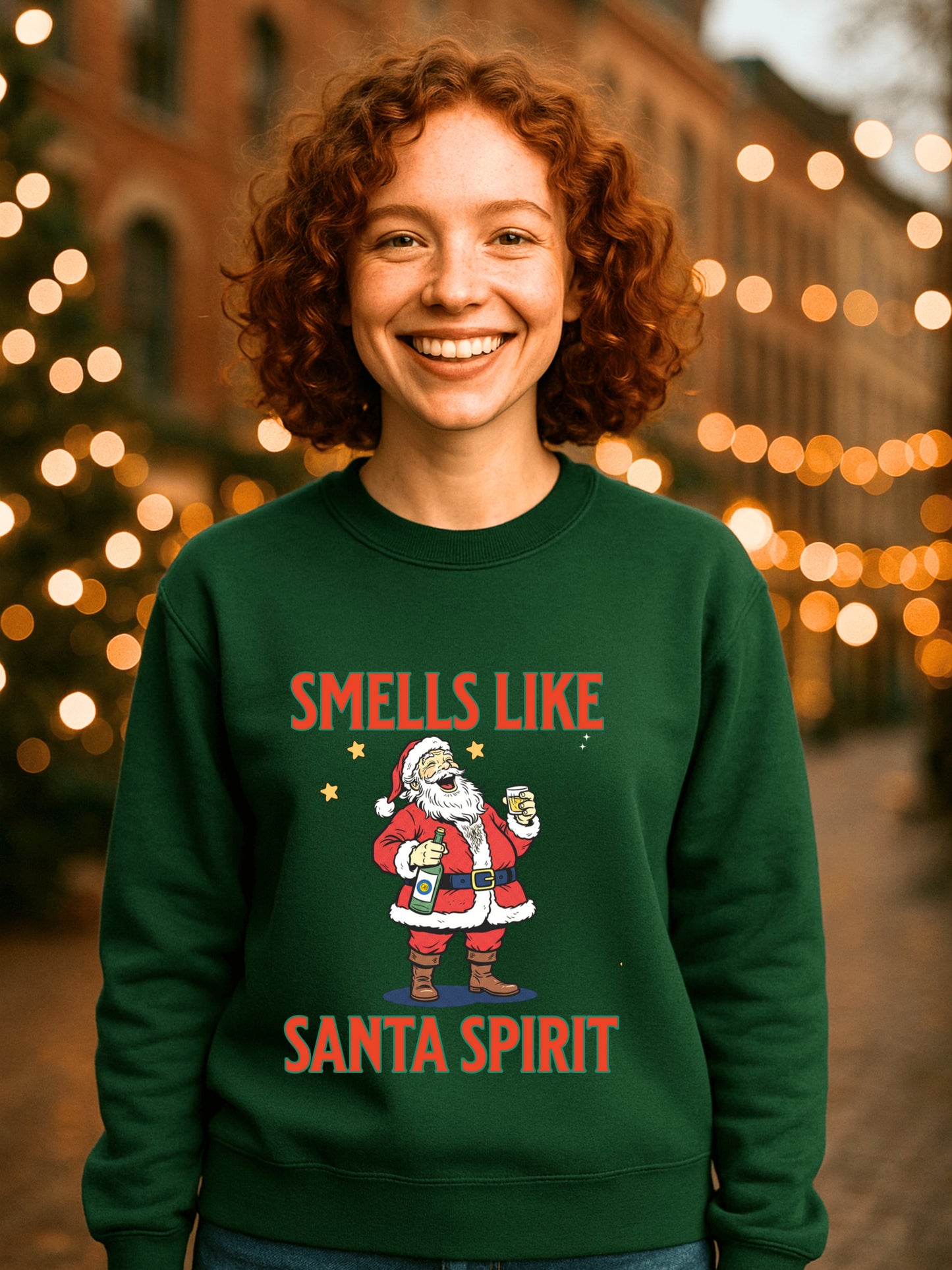 Drunk Santa Laughing Sweatshirt | Funny Christmas Pullover | Smells Like Santa Spirit