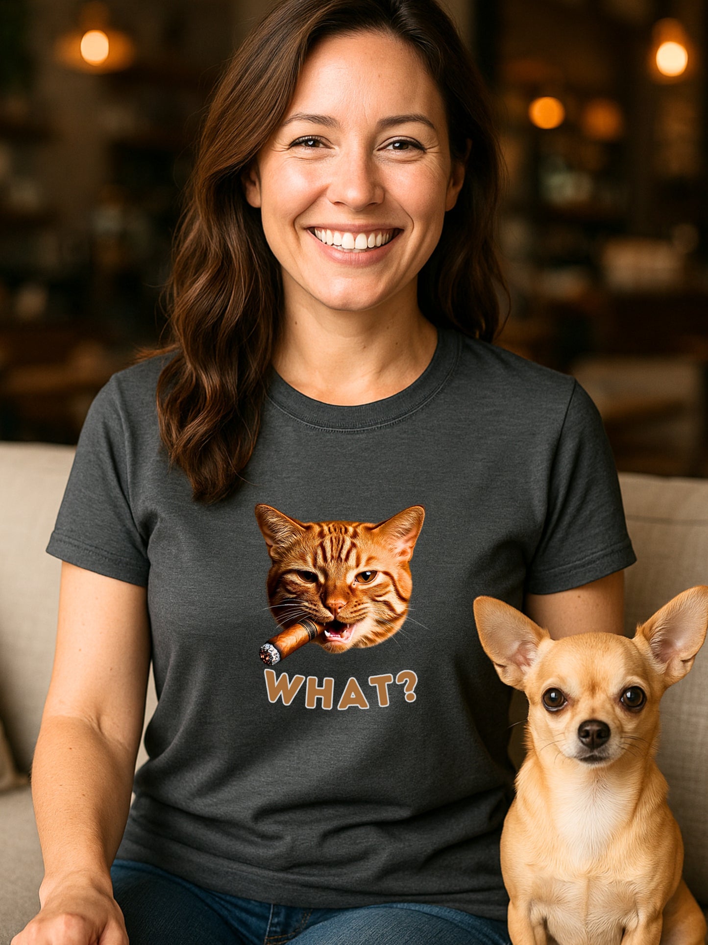 Smoking Grumpy Cat WHAT? T-Shirt—Funny Dark Humor Vintage Grunge Meme Graphic Tee