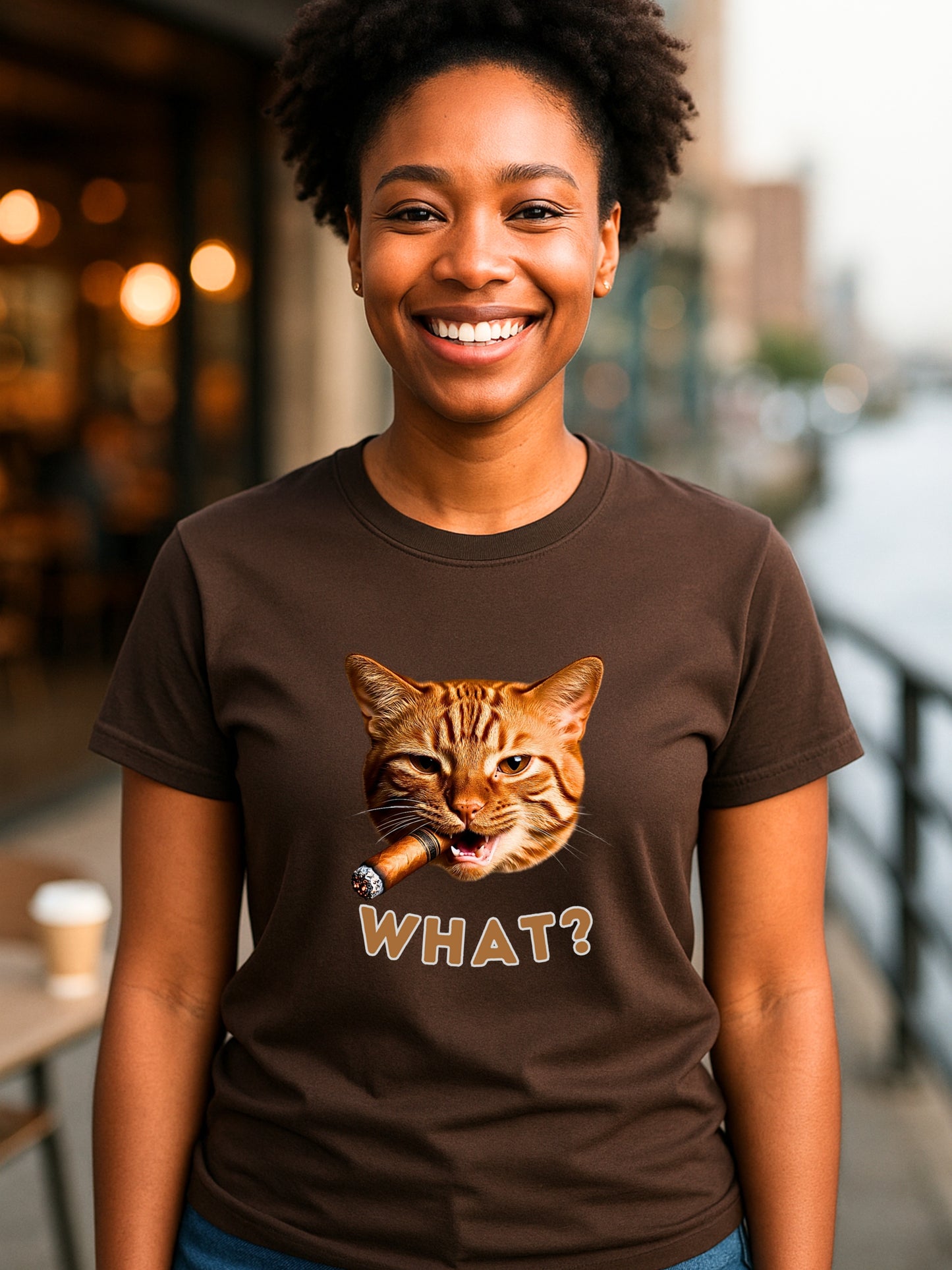 Smoking Grumpy Cat WHAT? T-Shirt—Funny Dark Humor Vintage Grunge Meme Graphic Tee