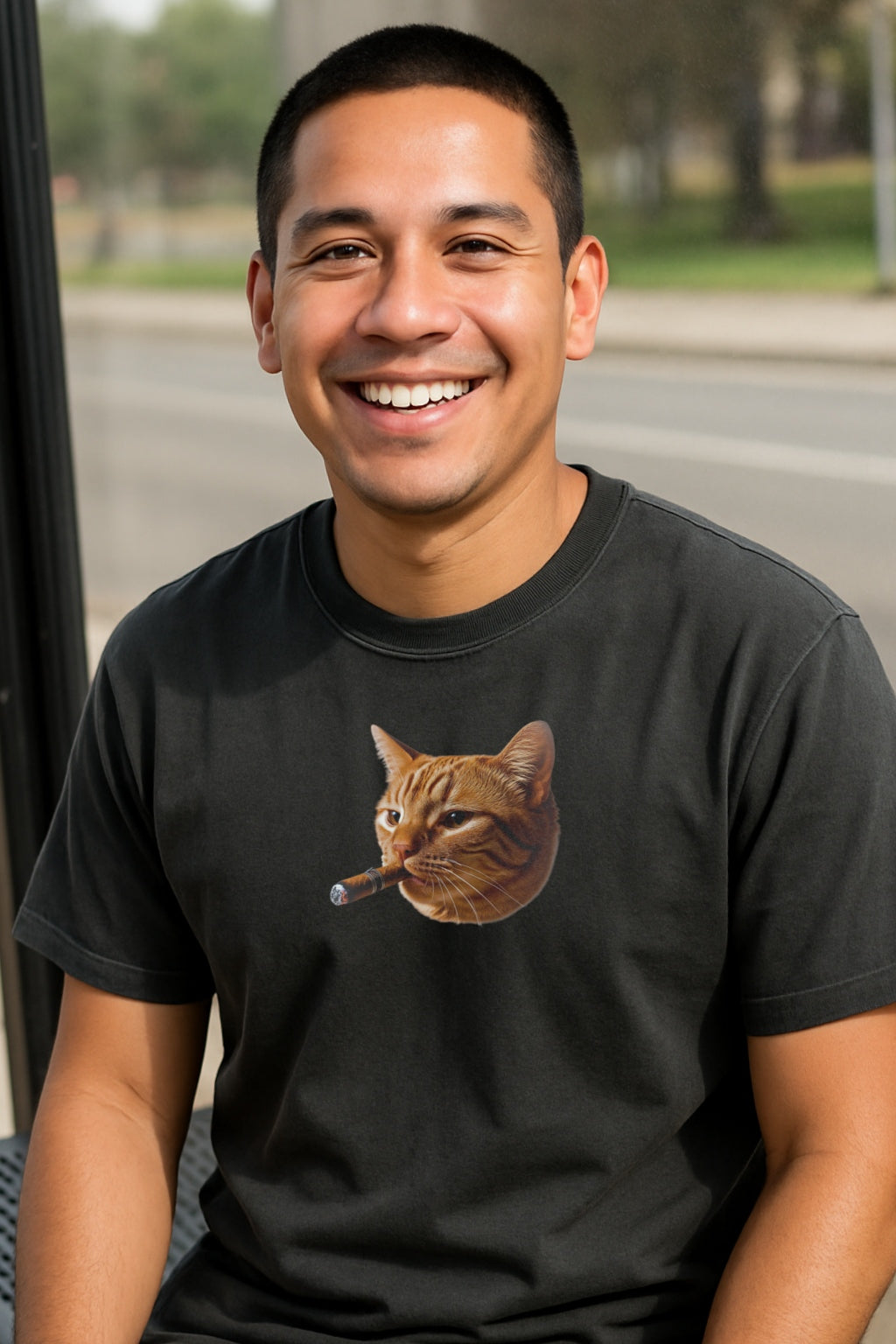 Smoking Grumpy Cat T-shirt | Sarcastic Cat Grunge Vintage Meme, Graphic Tee, Washed Cotton Unisex