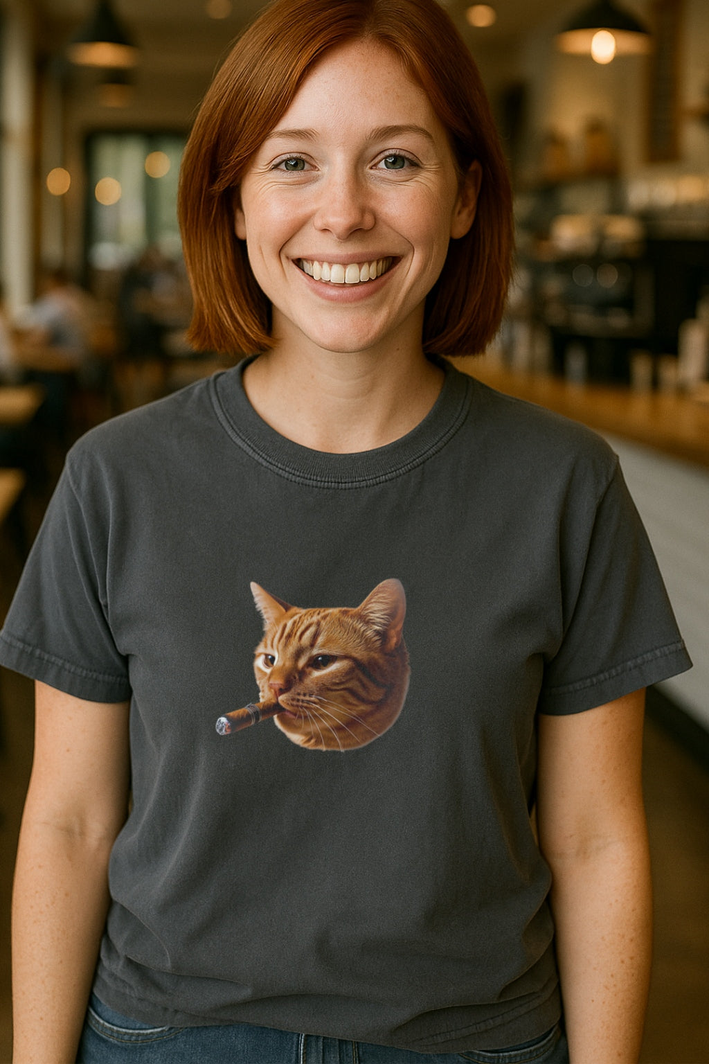 Smoking Grumpy Cat T-shirt | Sarcastic Cat Grunge Vintage Meme, Graphic Tee, Washed Cotton Unisex