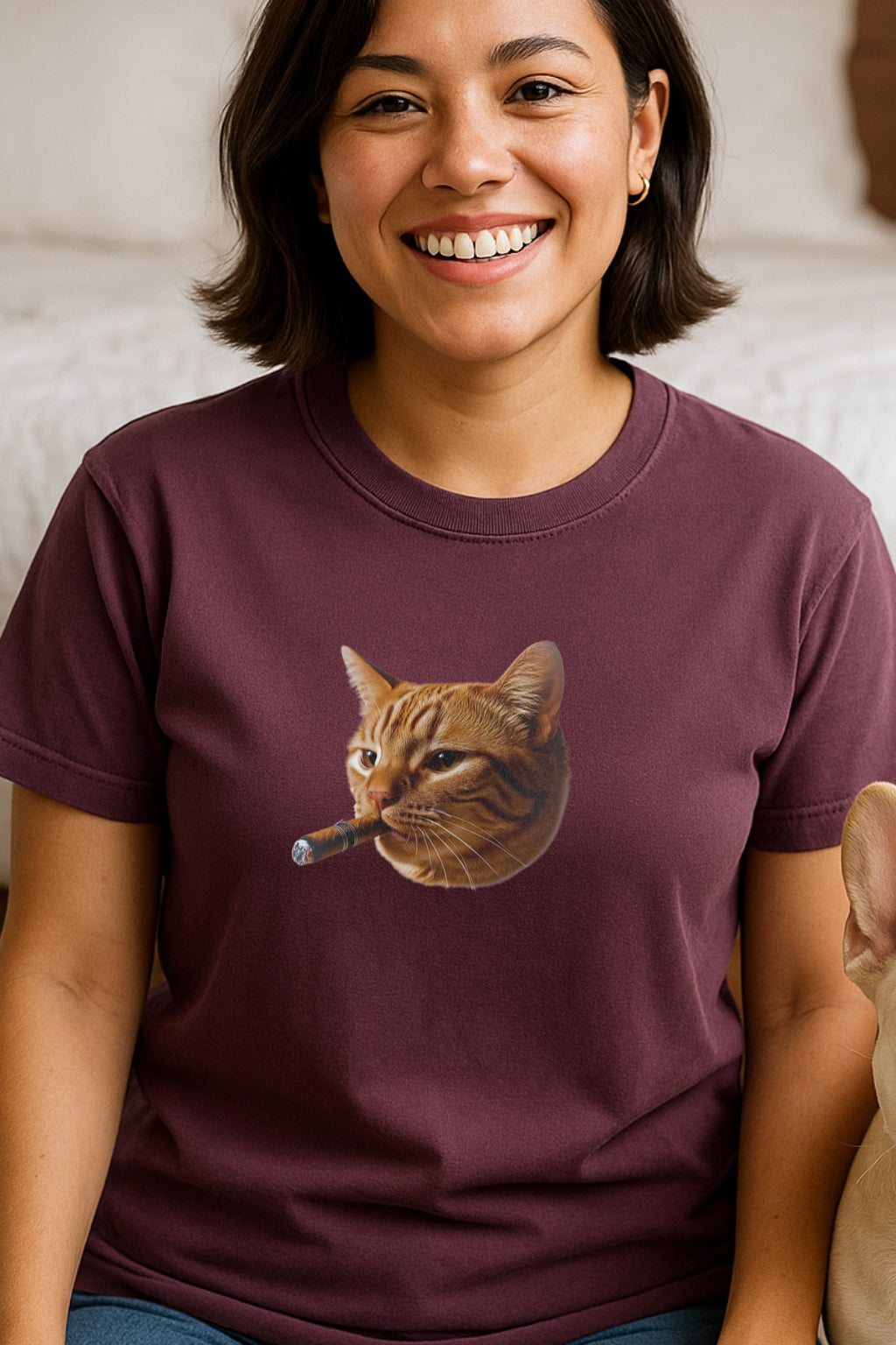 Smoking Grumpy Cat T-shirt | Sarcastic Cat Grunge Vintage Meme, Graphic Tee, Washed Cotton Unisex