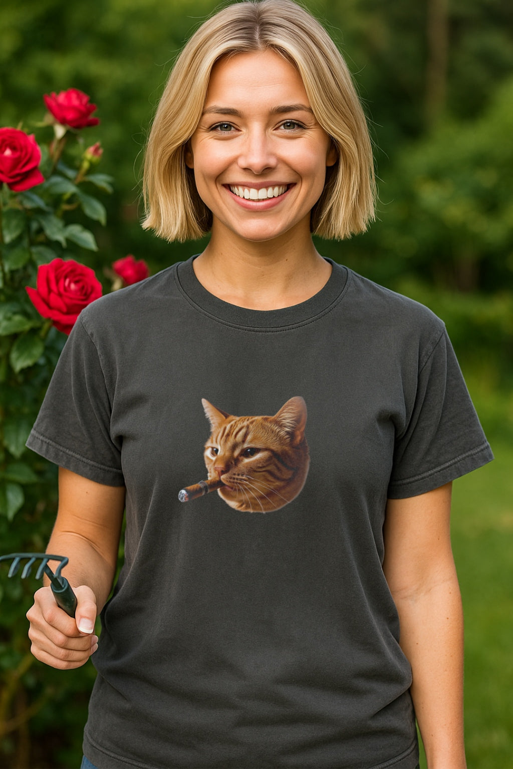 Smoking Grumpy Cat T-shirt | Sarcastic Cat Grunge Vintage Meme, Graphic Tee, Washed Cotton Unisex