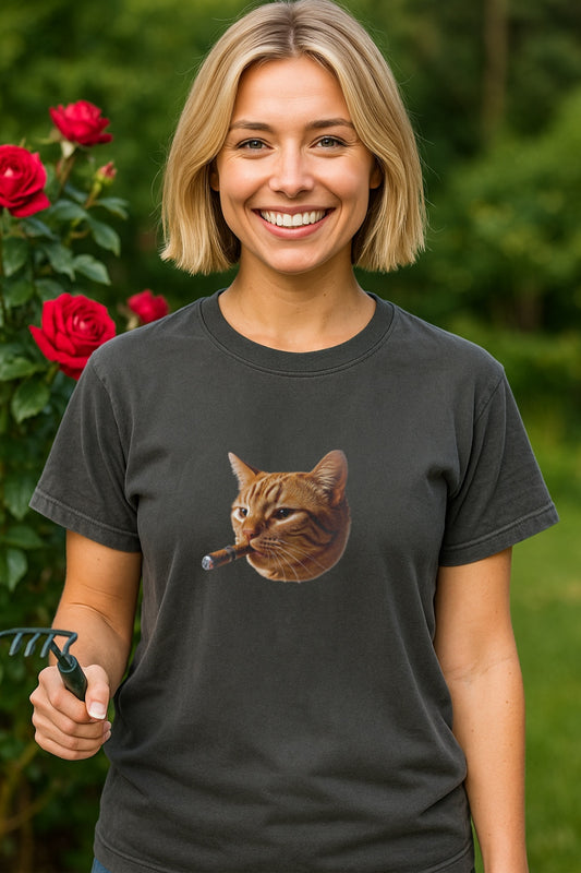 Smoking Grumpy Cat T-shirt | Sarcastic Cat Grunge Vintage Meme, Graphic Tee, Washed Cotton Unisex