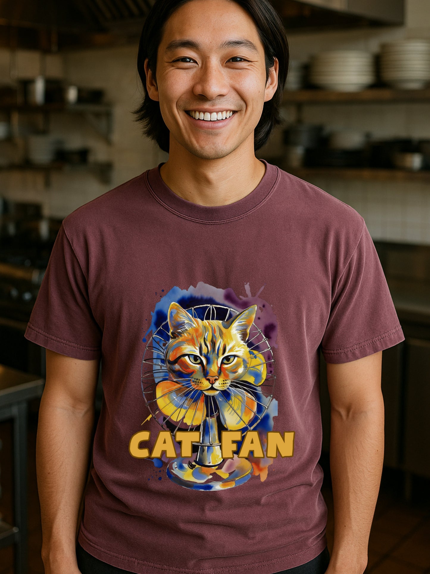 Funny Cat Fan Unisex Washed Cotton T-Shirt, Cat Lover Gift, Colorful  Graphic Tee