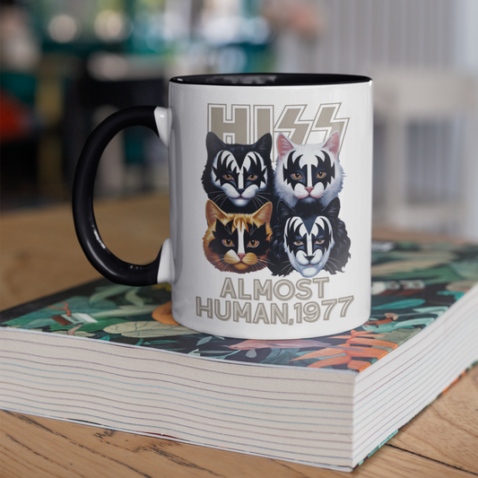 Kiss Cats Band Parody Hiss Almost Human 1977 Mug | Funny Music Ceramic Coffee Cup