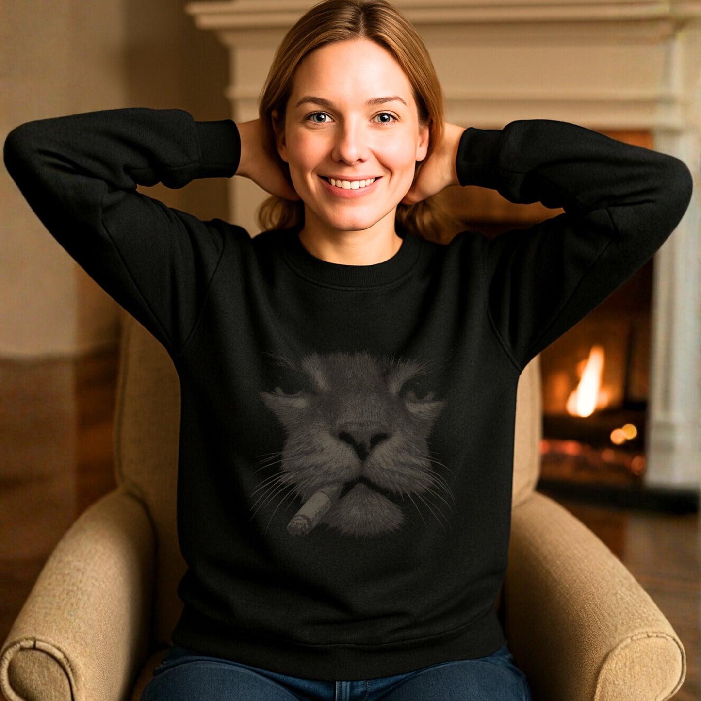 Smoking  Cat  Sweatshirt -  Vintage Y2K Grunge Meme Graphic  Graphic Shirt