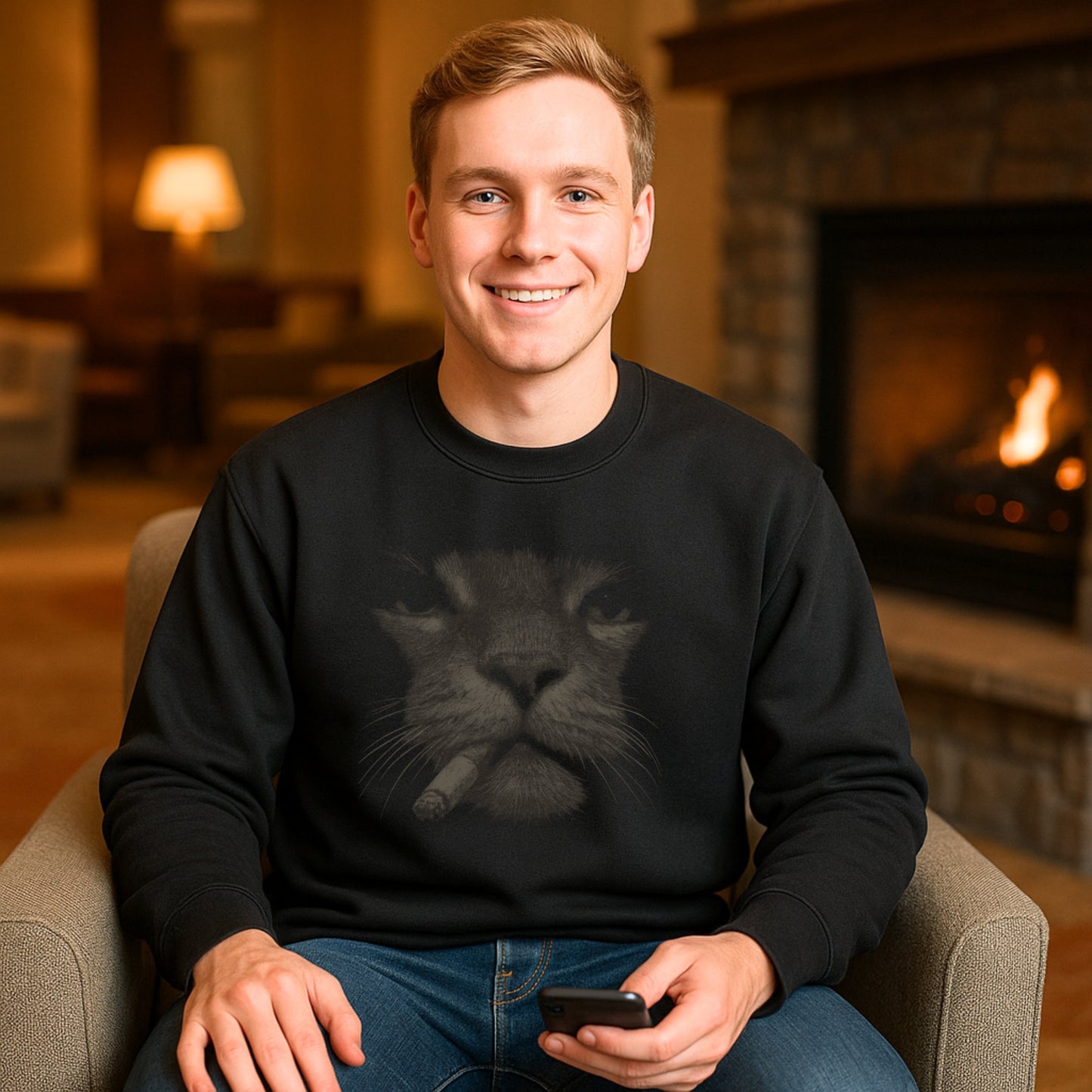 Smoking  Cat  Sweatshirt -  Vintage Y2K Grunge Meme Graphic  Graphic Shirt