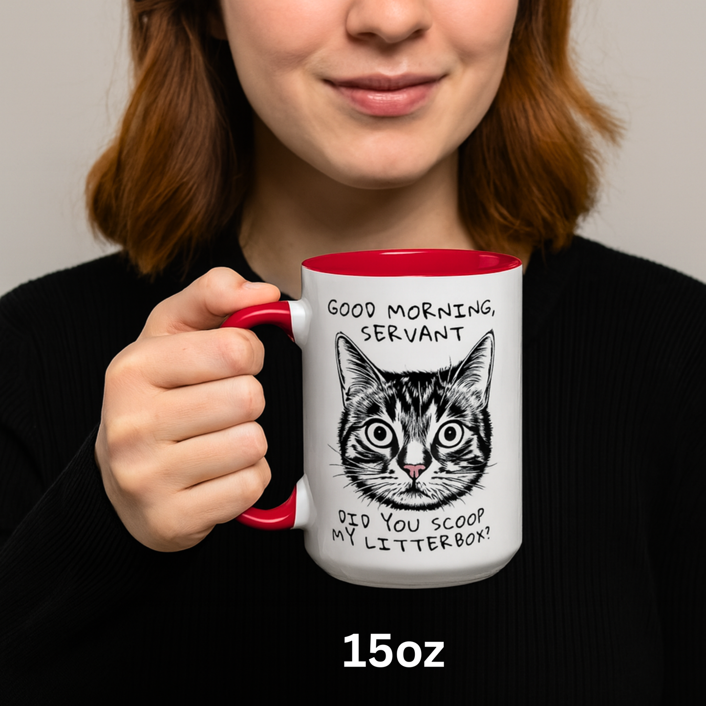 Personalized Coffee Mug Good Morning Servant My Human Calls Me, Cat Lover Name Coffee Cup