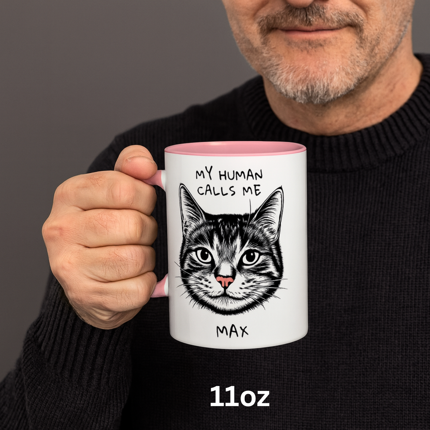 Personalized Coffee Mug Good Morning Servant My Human Calls Me, Cat Lover Name Coffee Cup