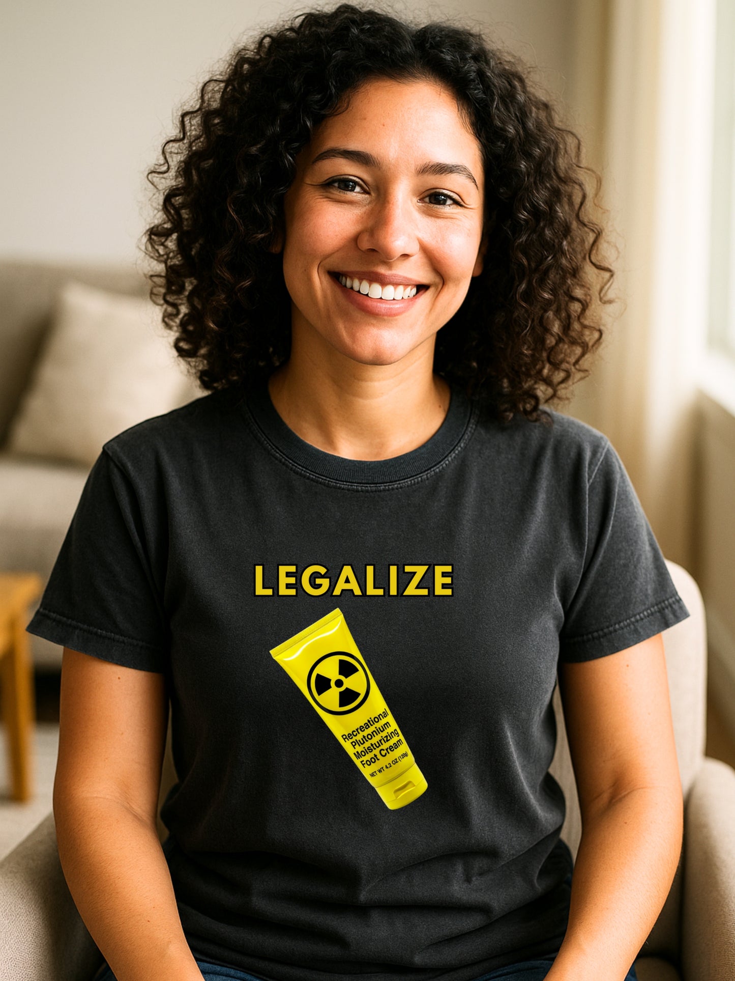 Legalize Plutonium Cream T-Shirt | Funny Science Dark Humor Nuclear Tee
