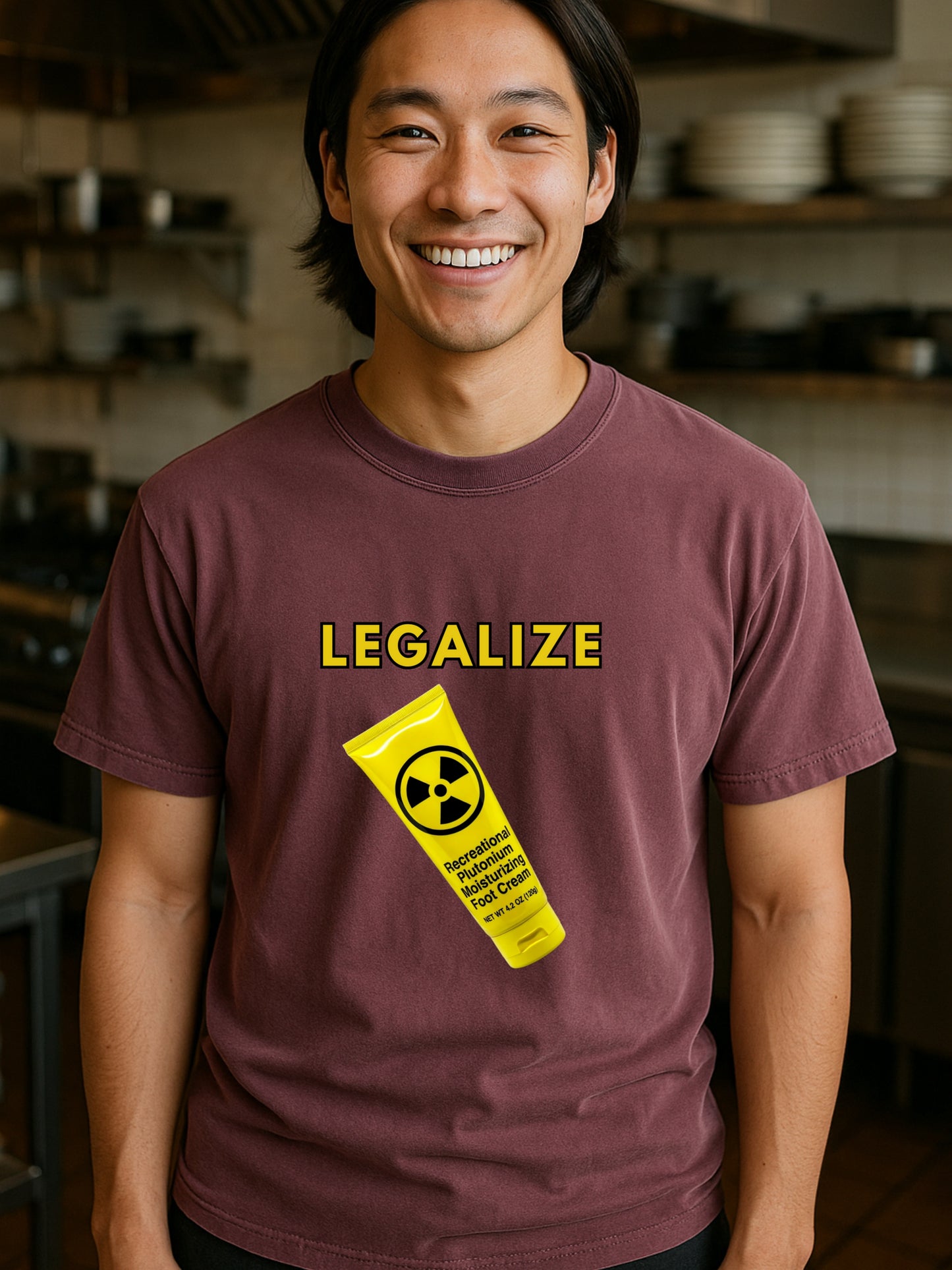 Legalize Plutonium Cream T-Shirt | Funny Science Dark Humor Nuclear Tee
