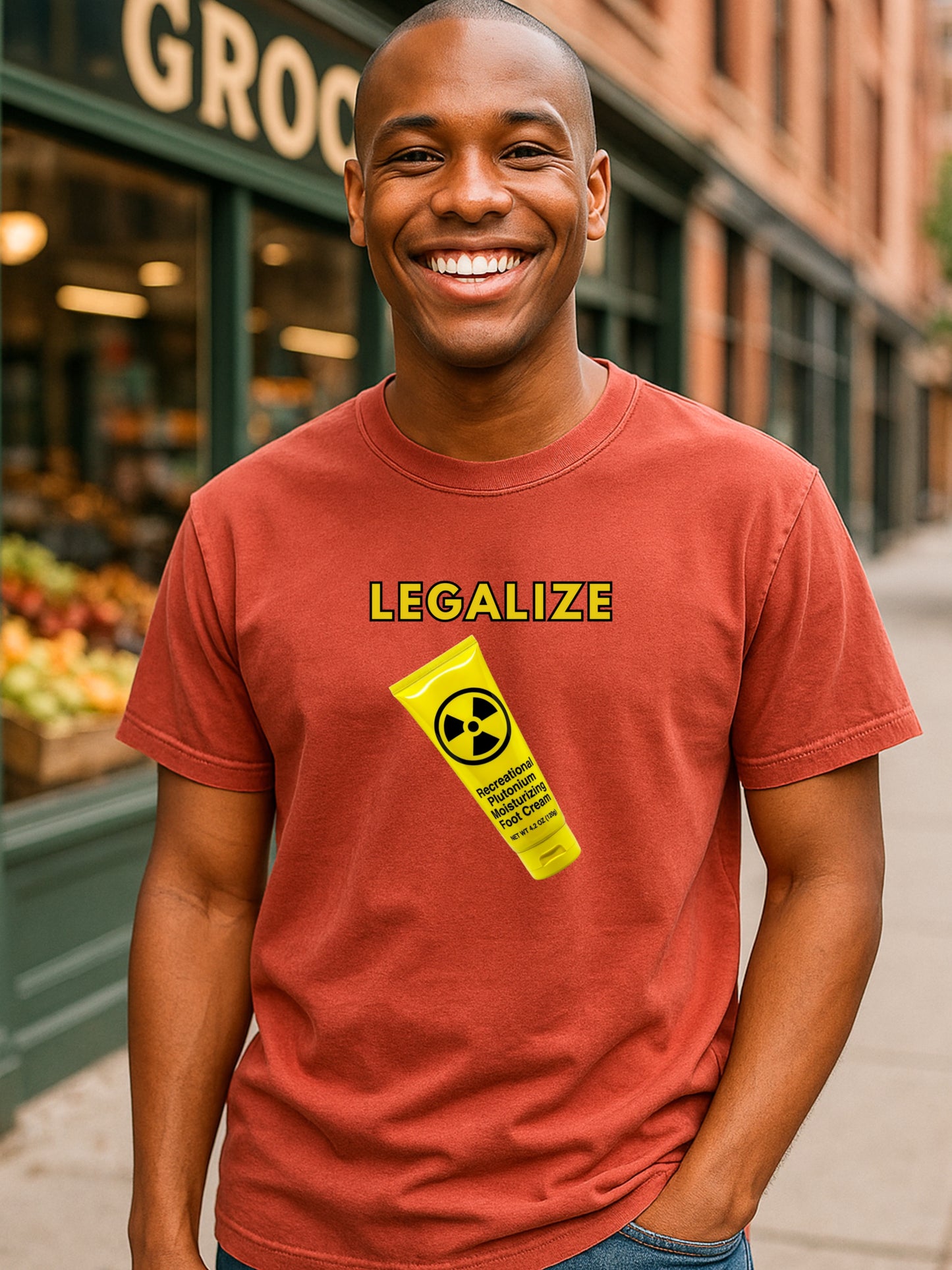 Legalize Plutonium Cream T-Shirt | Funny Science Dark Humor Nuclear Tee