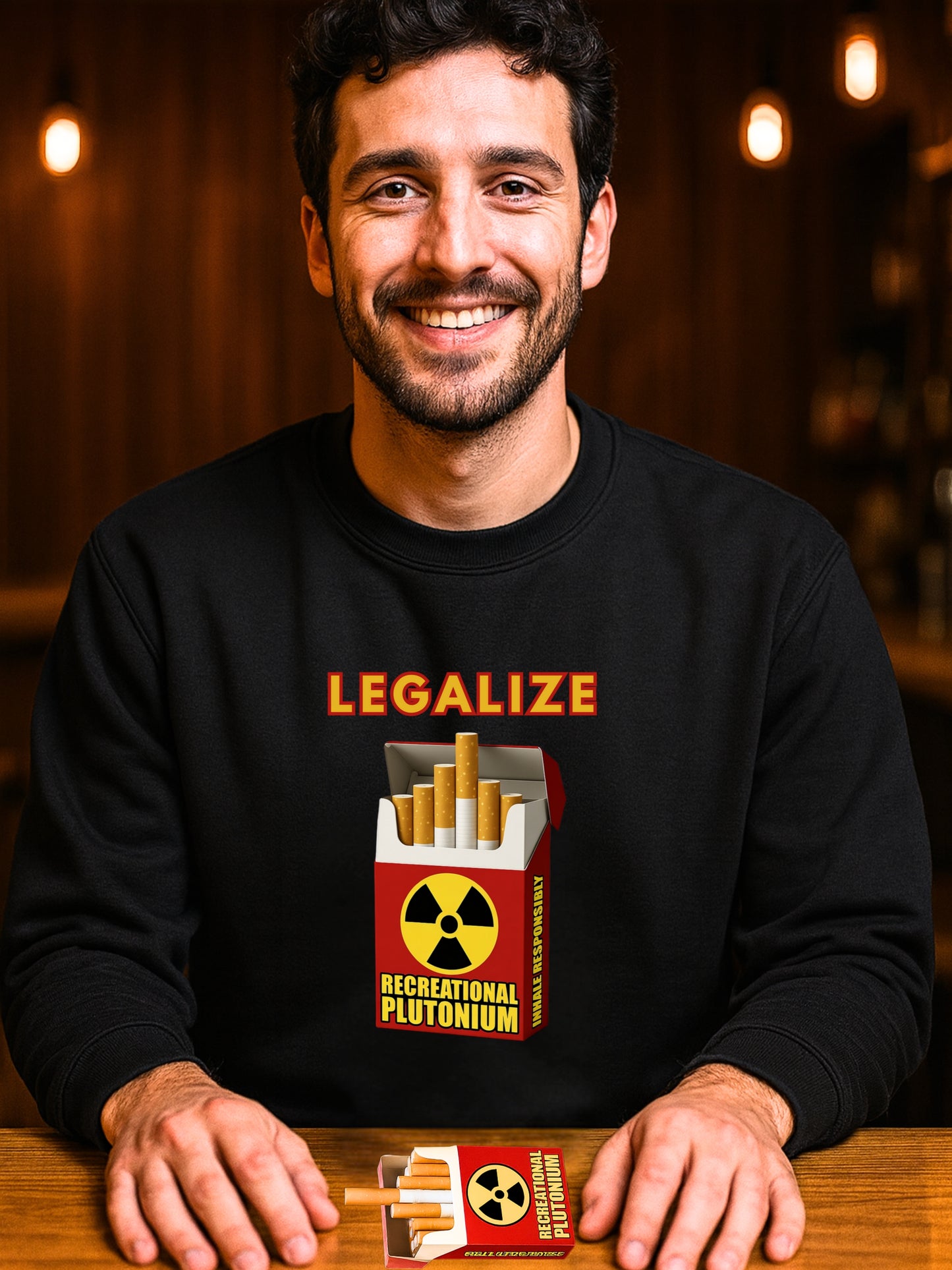 Legalize Recreational Plutonium Sweatshirt | Dark Humor Nuclear Parody Crewneck