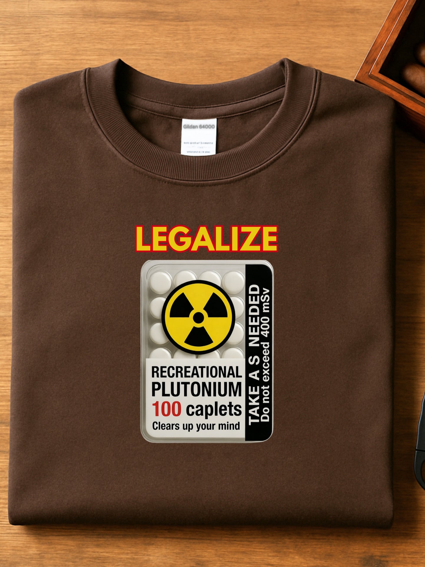 Legalize Plutonium Tablets T-Shirt | Funny Nuclear Science Radioactive Parody Tee
