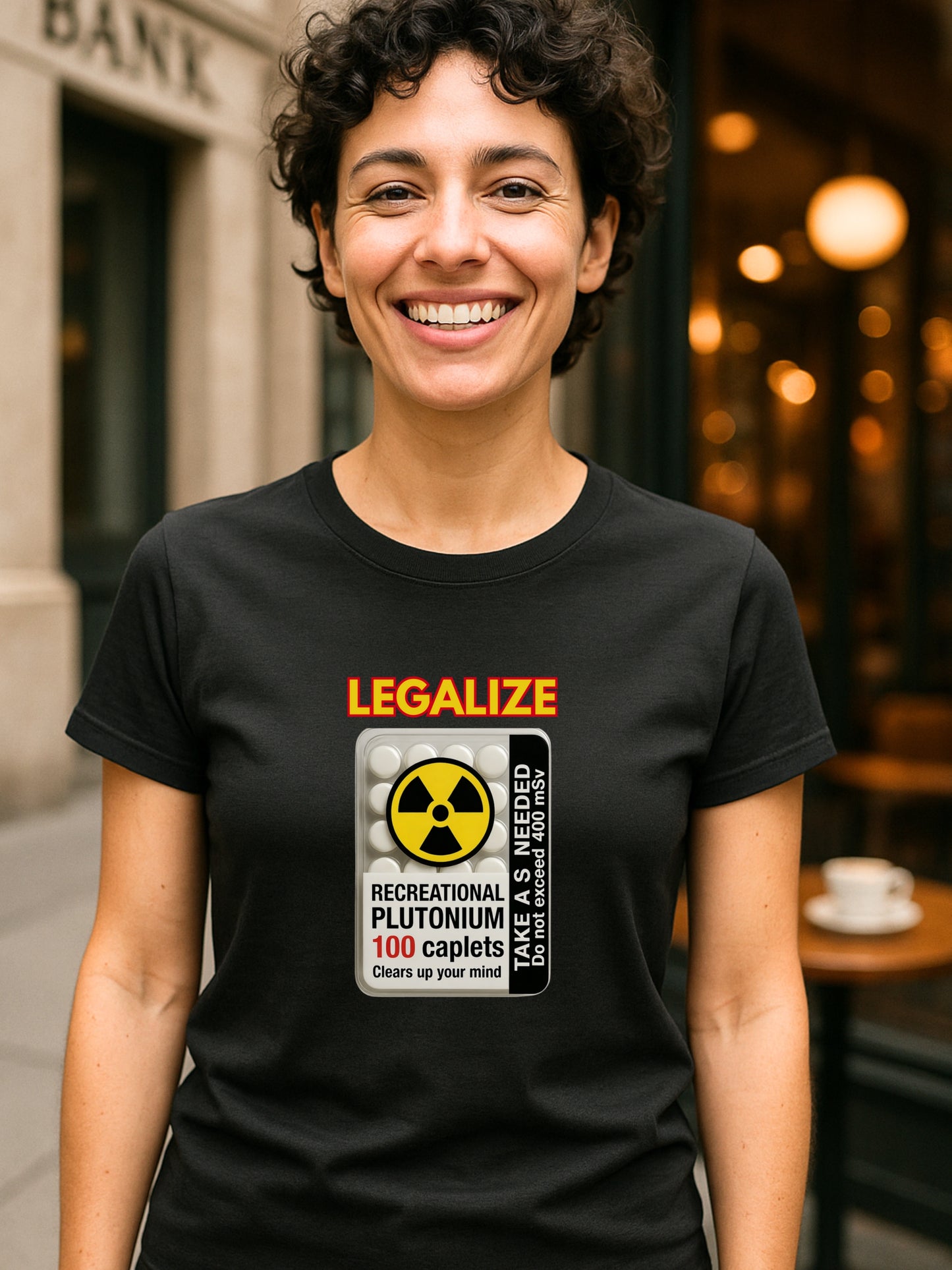 Legalize Plutonium Tablets T-Shirt | Funny Nuclear Science Radioactive Parody Tee