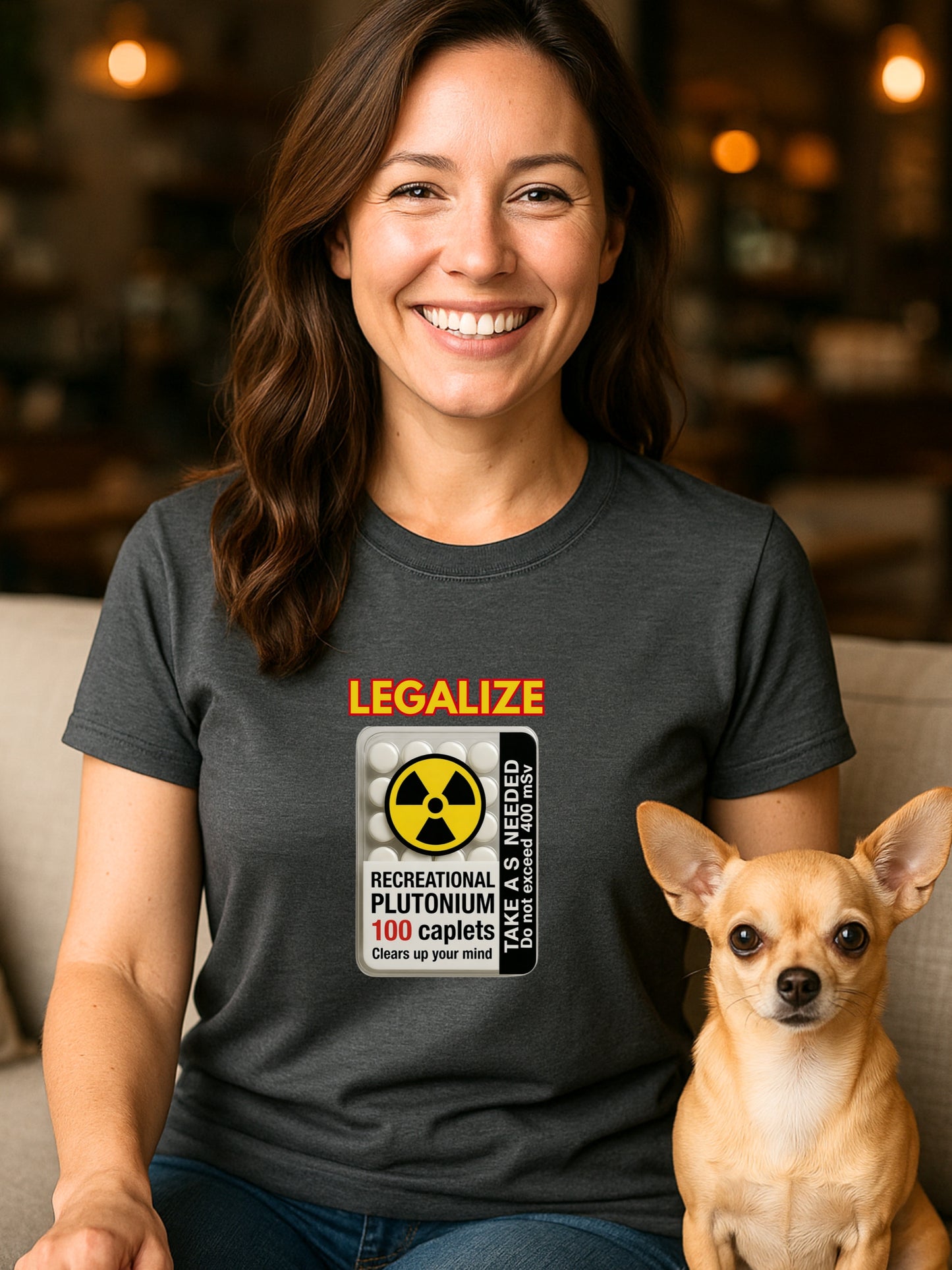 Legalize Plutonium Tablets T-Shirt | Funny Nuclear Science Radioactive Parody Tee