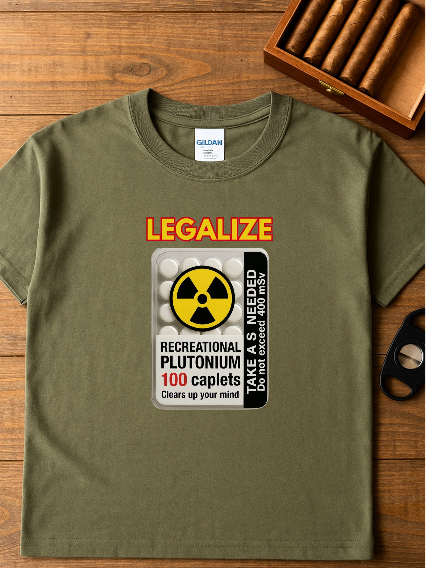 Legalize Plutonium Tablets T-Shirt | Funny Nuclear Science Radioactive Parody Tee