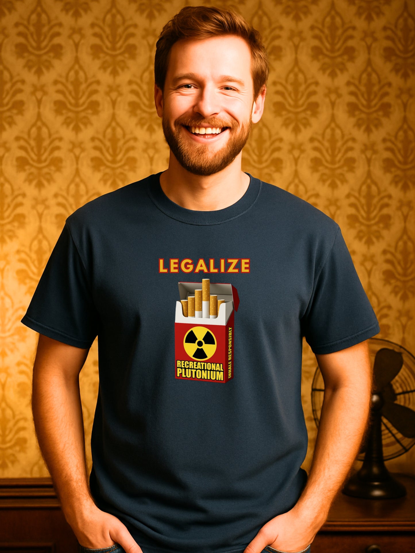 Legalize Plutonium T-Shirt, Funny Nuclear Cigarette Parody, Dark Humor Science Tee