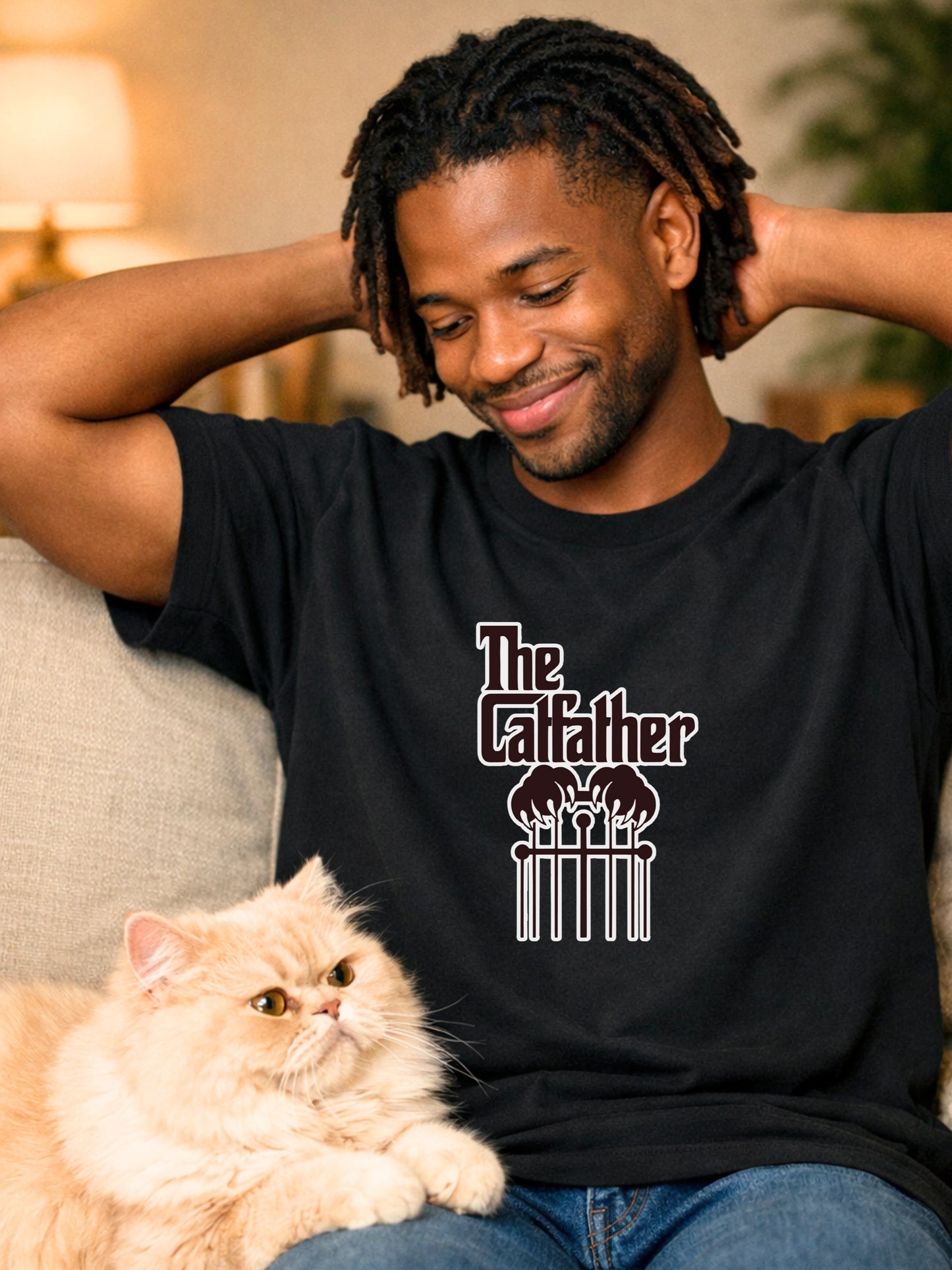 The Catfather T-Shirt Funny Godfather Parody Cat Lover Gift Kitty Mafia Pun Feline Humor Tee Comfort Colors