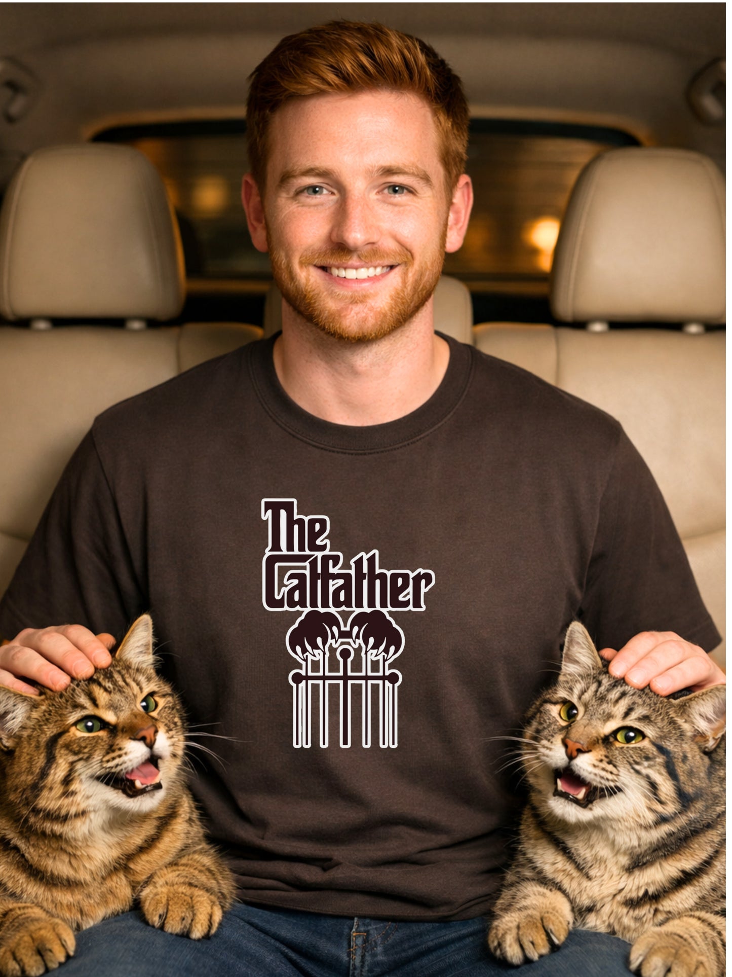 The Catfather T-Shirt Funny Godfather Parody Cat Lover Gift Kitty Mafia Pun Feline Humor Tee Comfort Colors