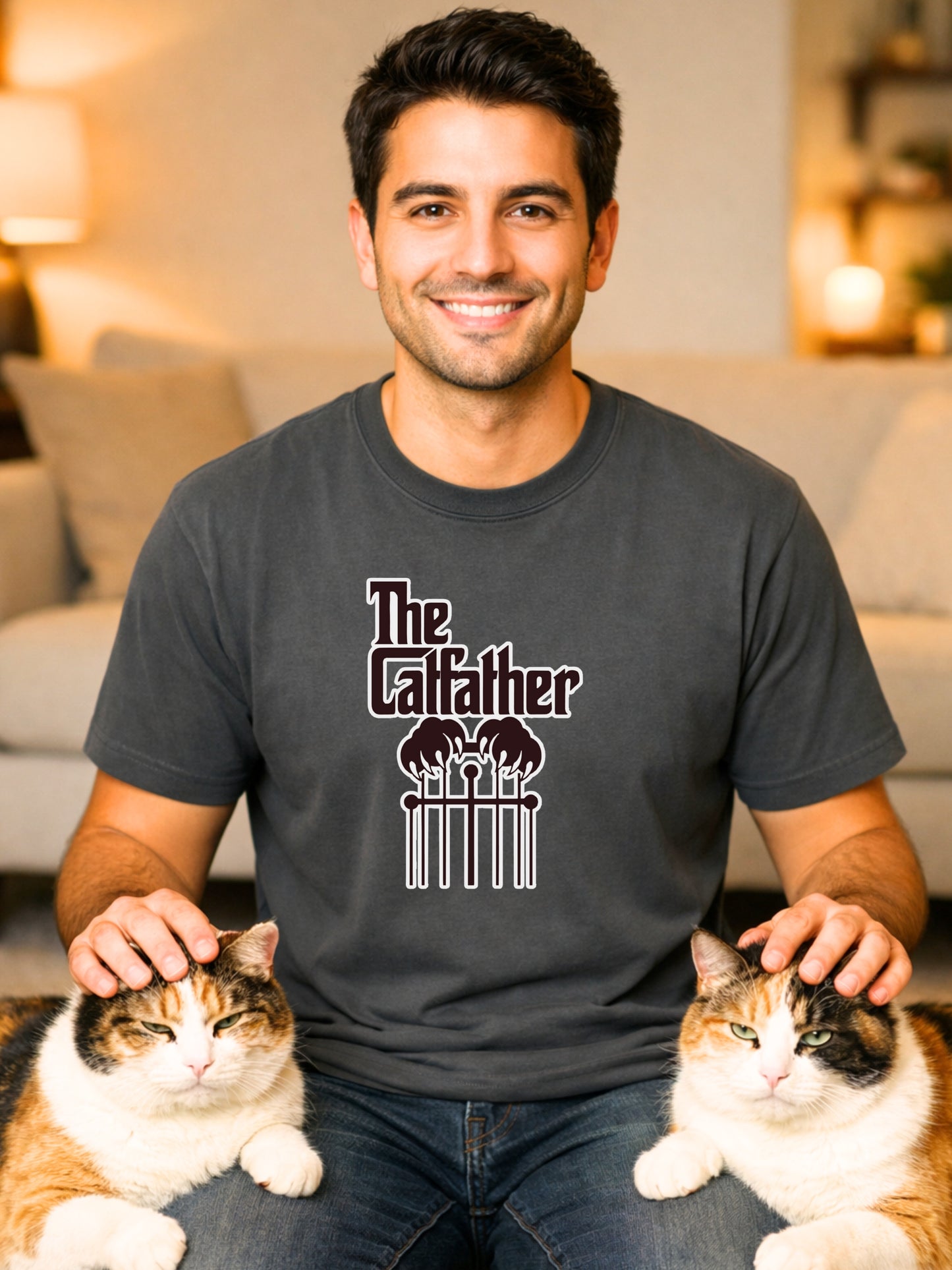 The Catfather T-Shirt Funny Godfather Parody Cat Lover Gift Kitty Mafia Pun Feline Humor Tee Comfort Colors