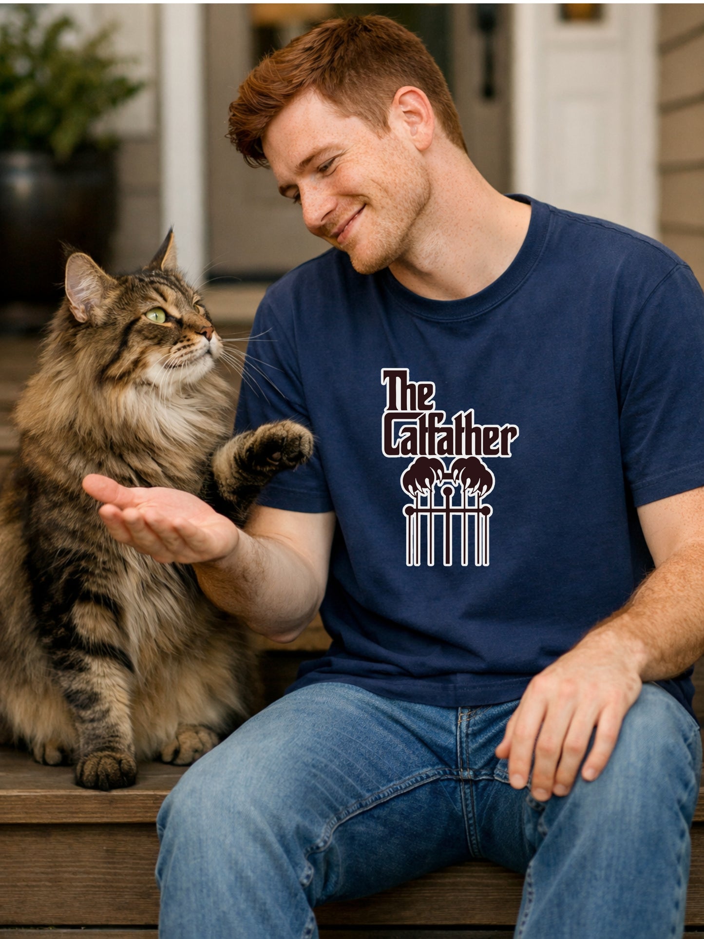 The Catfather T-Shirt Funny Godfather Parody Cat Lover Gift Kitty Mafia Pun Feline Humor Tee Comfort Colors