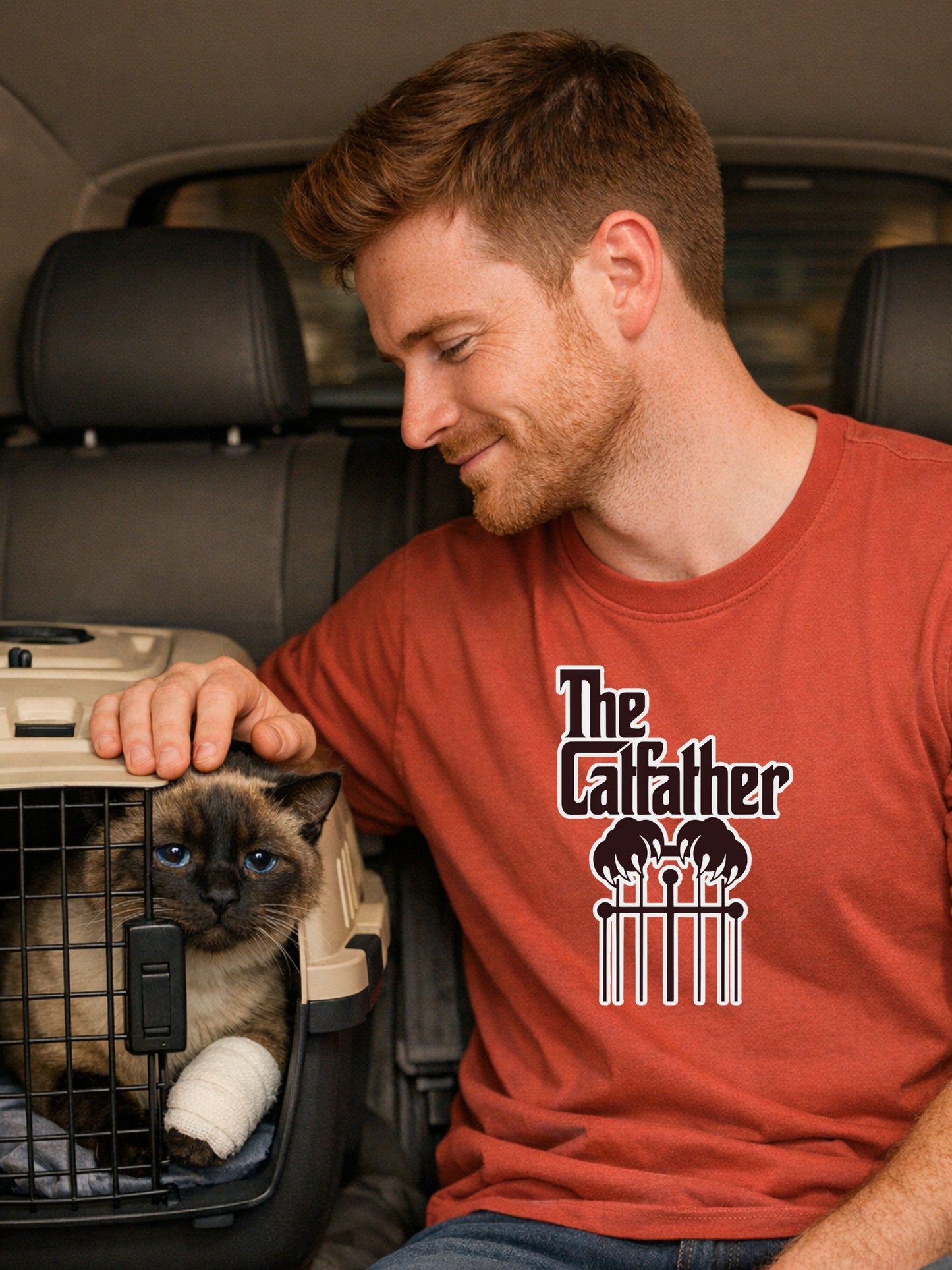 The Catfather T-Shirt Funny Godfather Parody Cat Lover Gift Kitty Mafia Pun Feline Humor Tee Comfort Colors