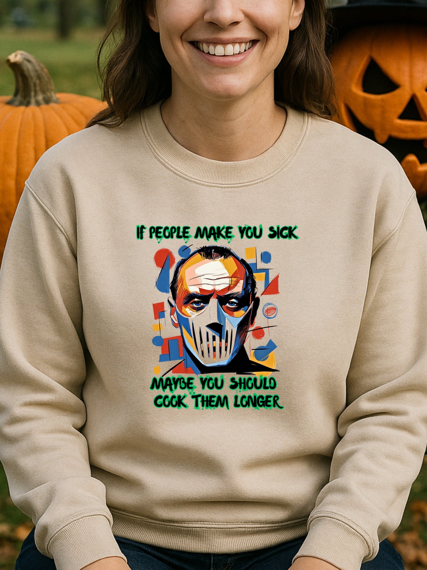 Dark Humor Hannibal Quote Sweatshirt Horror Art Gildan 18000 Unisex Graphic Pullover