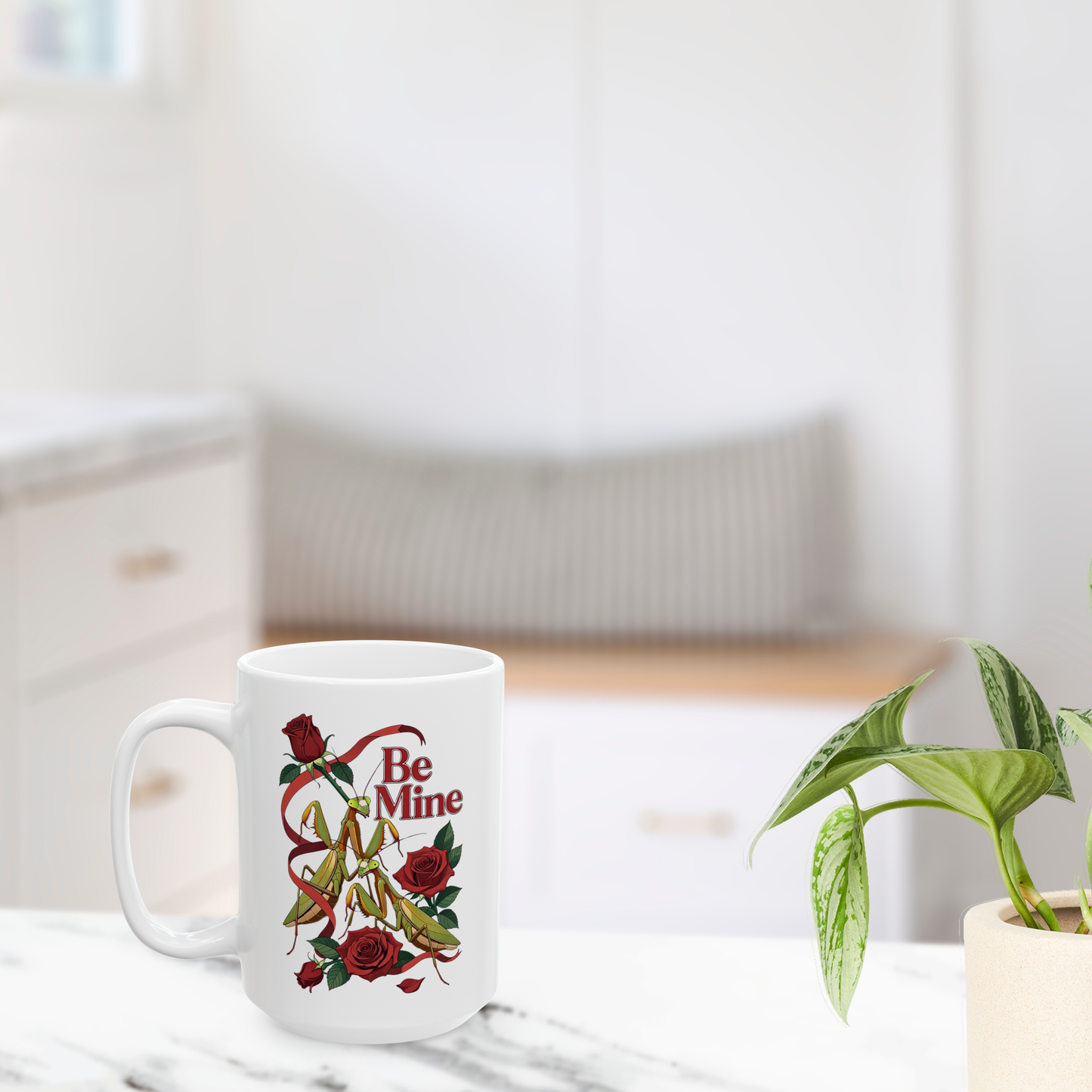 Be Mine Praying Mantis Valentine Mug Romantic Dark Humor Gift, 11oz, 15oz