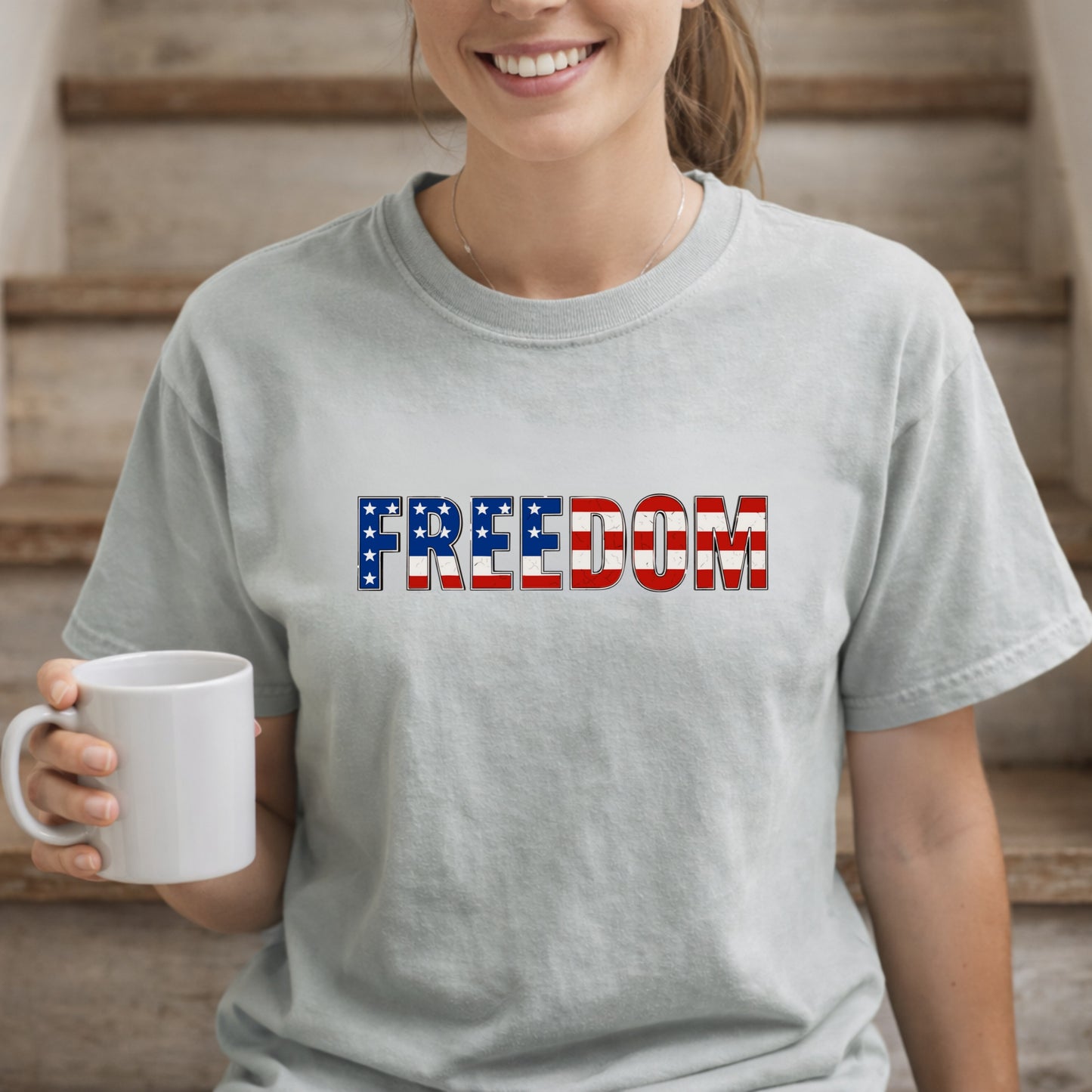 Freedom Shirt Charlie Kirk Patriotic American Flag Speech Liberty Cotton Dyed Tee