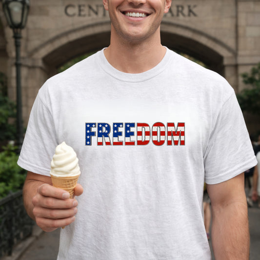 Freedom Shirt Charlie Kirk Patriotic American Flag Speech Liberty Cotton Dyed Tee