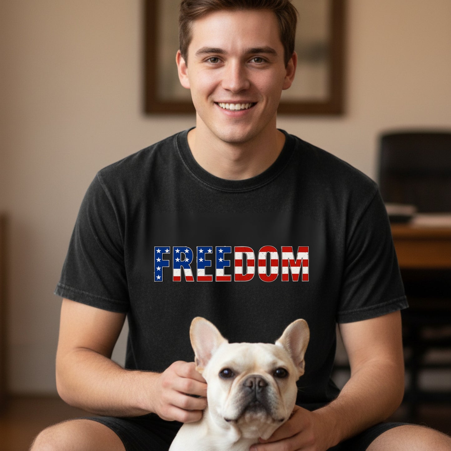 Freedom Shirt Charlie Kirk Patriotic American Flag Speech Liberty Cotton Dyed Tee
