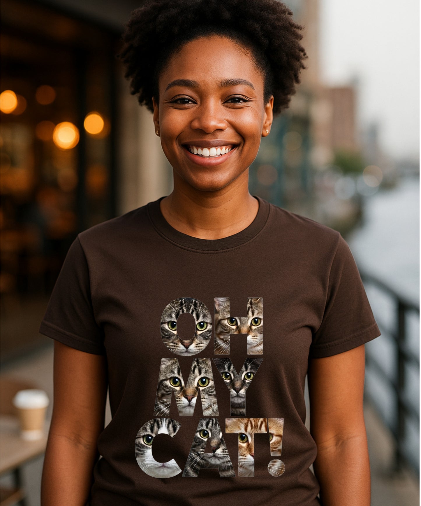 OH MY CAT Unisex Softstyle T-Shirt - Funny Cat Lover Graphic Tee with Photo Collage Letters, Cat Mom/Dad Shirt, Cat Lover Gift, Funny Cat