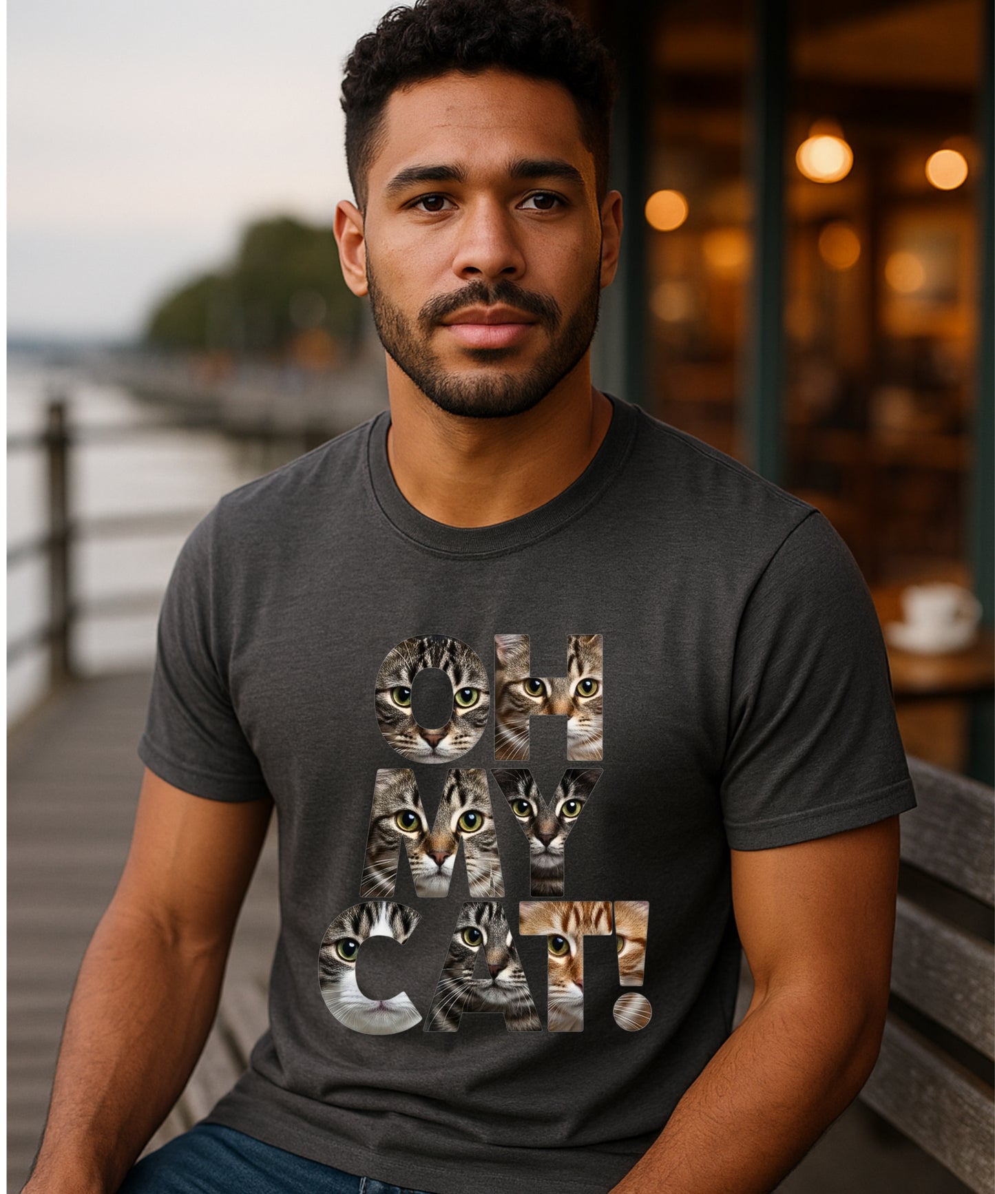 OH MY CAT Unisex Softstyle T-Shirt - Funny Cat Lover Graphic Tee with Photo Collage Letters, Cat Mom/Dad Shirt, Cat Lover Gift, Funny Cat