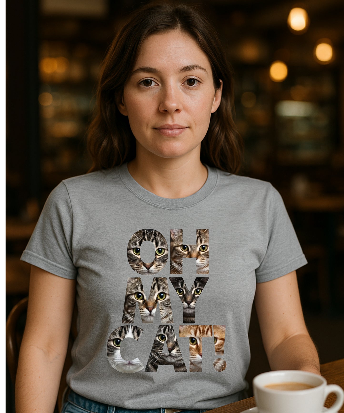 OH MY CAT Unisex Softstyle T-Shirt - Funny Cat Lover Graphic Tee with Photo Collage Letters, Cat Mom/Dad Shirt, Cat Lover Gift, Funny Cat