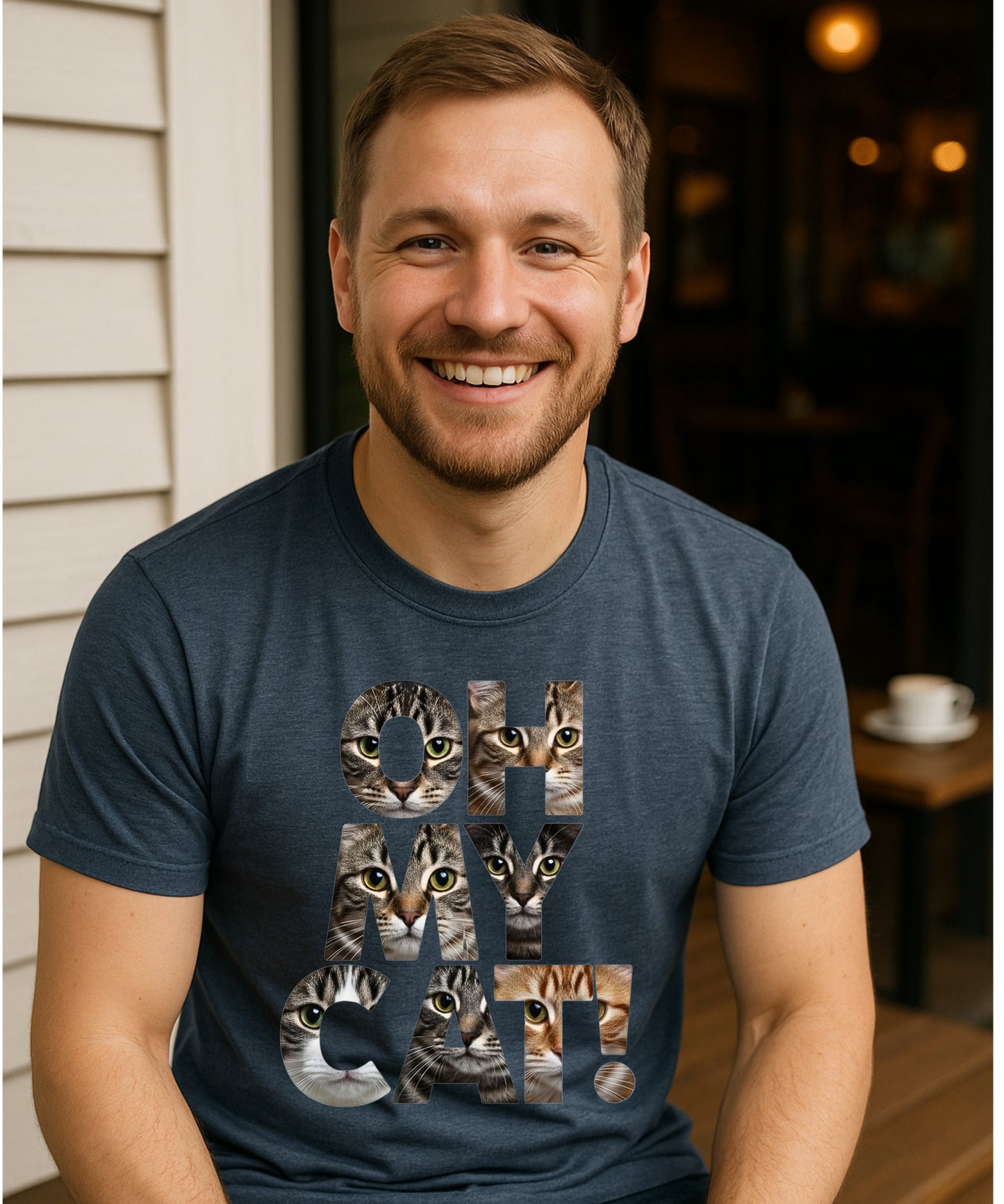 OH MY CAT Unisex Softstyle T-Shirt - Funny Cat Lover Graphic Tee with Photo Collage Letters, Cat Mom/Dad Shirt, Cat Lover Gift, Funny Cat