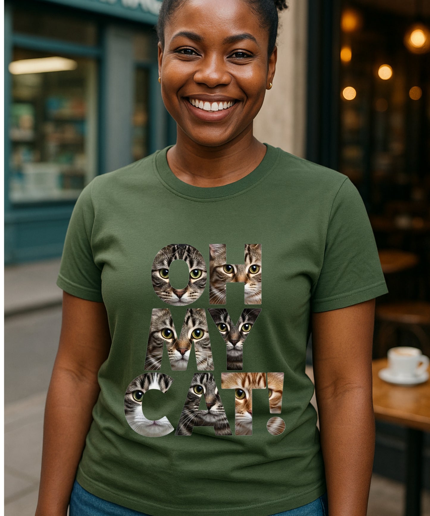 OH MY CAT Unisex Softstyle T-Shirt - Funny Cat Lover Graphic Tee with Photo Collage Letters, Cat Mom/Dad Shirt, Cat Lover Gift, Funny Cat