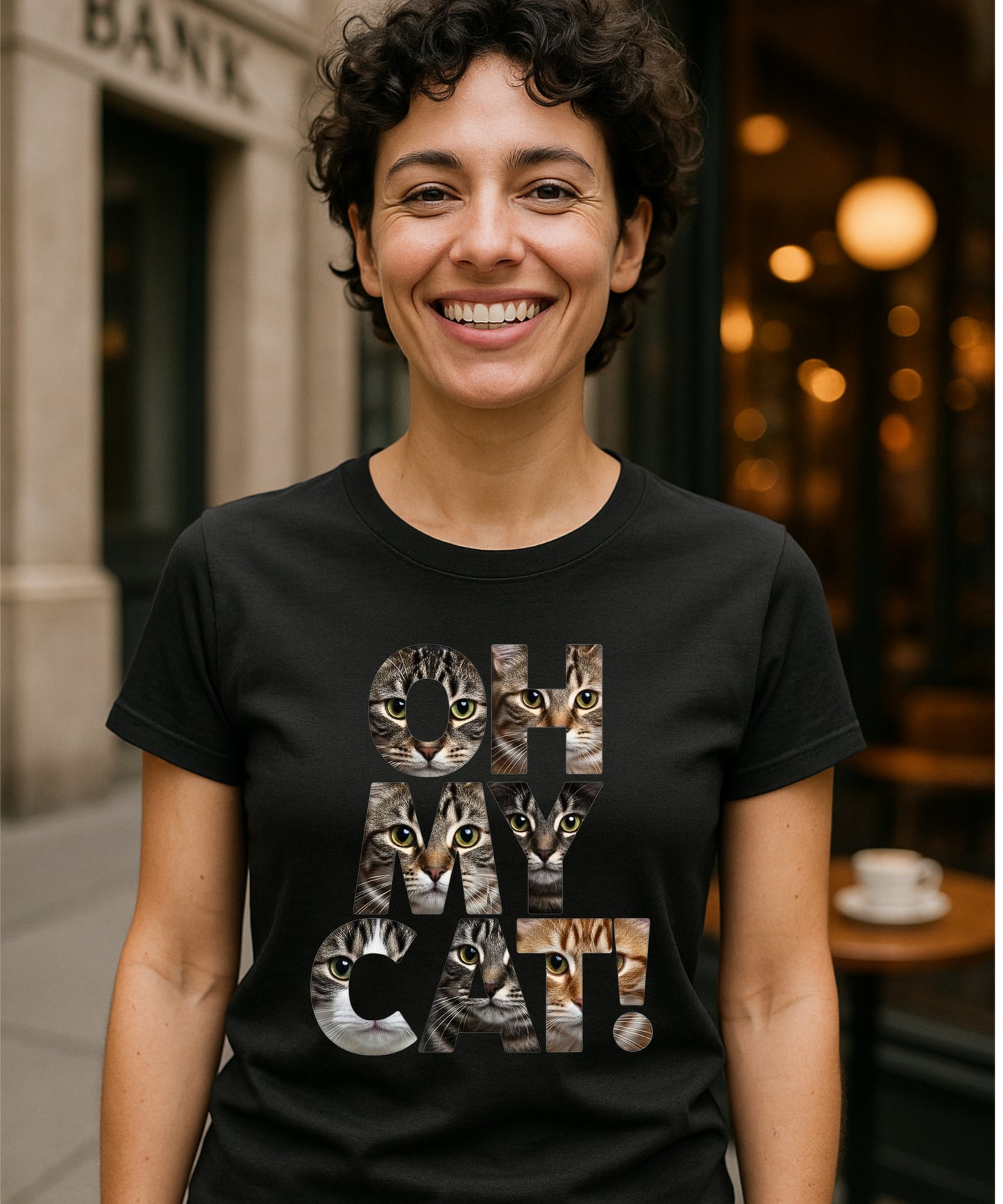 OH MY CAT Unisex Softstyle T-Shirt - Funny Cat Lover Graphic Tee with Photo Collage Letters, Cat Mom/Dad Shirt, Cat Lover Gift, Funny Cat