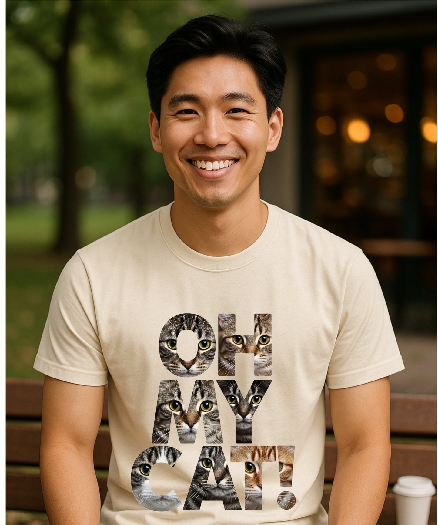OH MY CAT Unisex Softstyle T-Shirt - Funny Cat Lover Graphic Tee with Photo Collage Letters, Cat Mom/Dad Shirt, Cat Lover Gift, Funny Cat