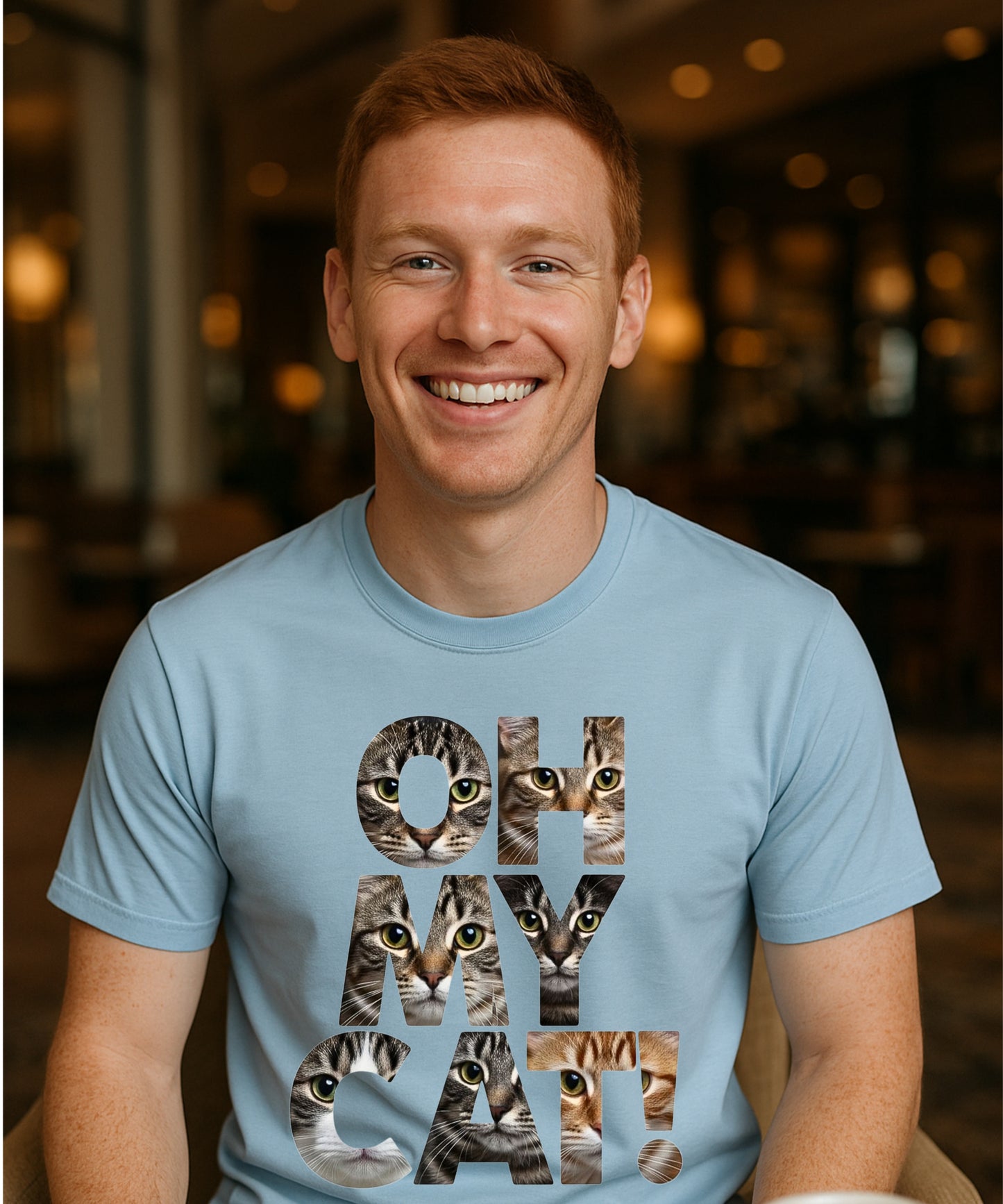 OH MY CAT Unisex Softstyle T-Shirt - Funny Cat Lover Graphic Tee with Photo Collage Letters, Cat Mom/Dad Shirt, Cat Lover Gift, Funny Cat
