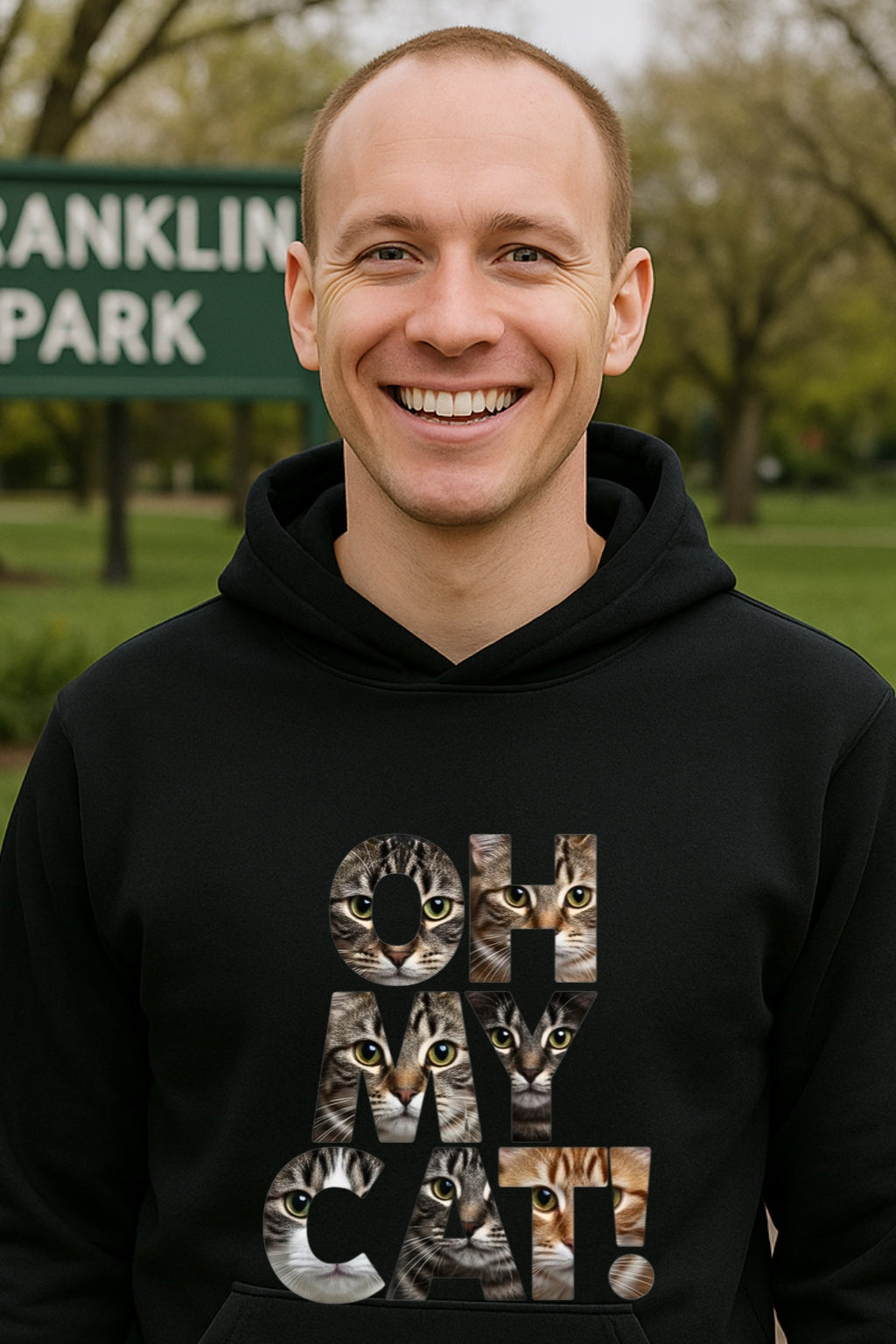 OH MY CAT Hoodie - Funny Cat Lover Collage Hoodie Bella+Canvas Unisex, Cat Graphic Sweatshirt, Black and White Cat Mom Dad Gift, Premium Cat