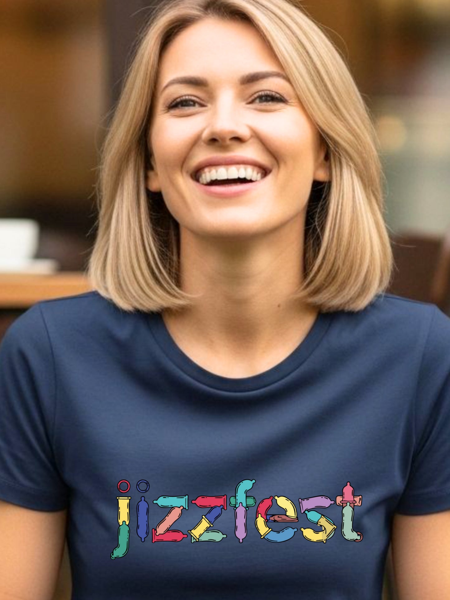 Jizzfest T-Shirt | Condom Typography Funny Adult Party Graphic | Gildan Softstyle® Cotton 64000