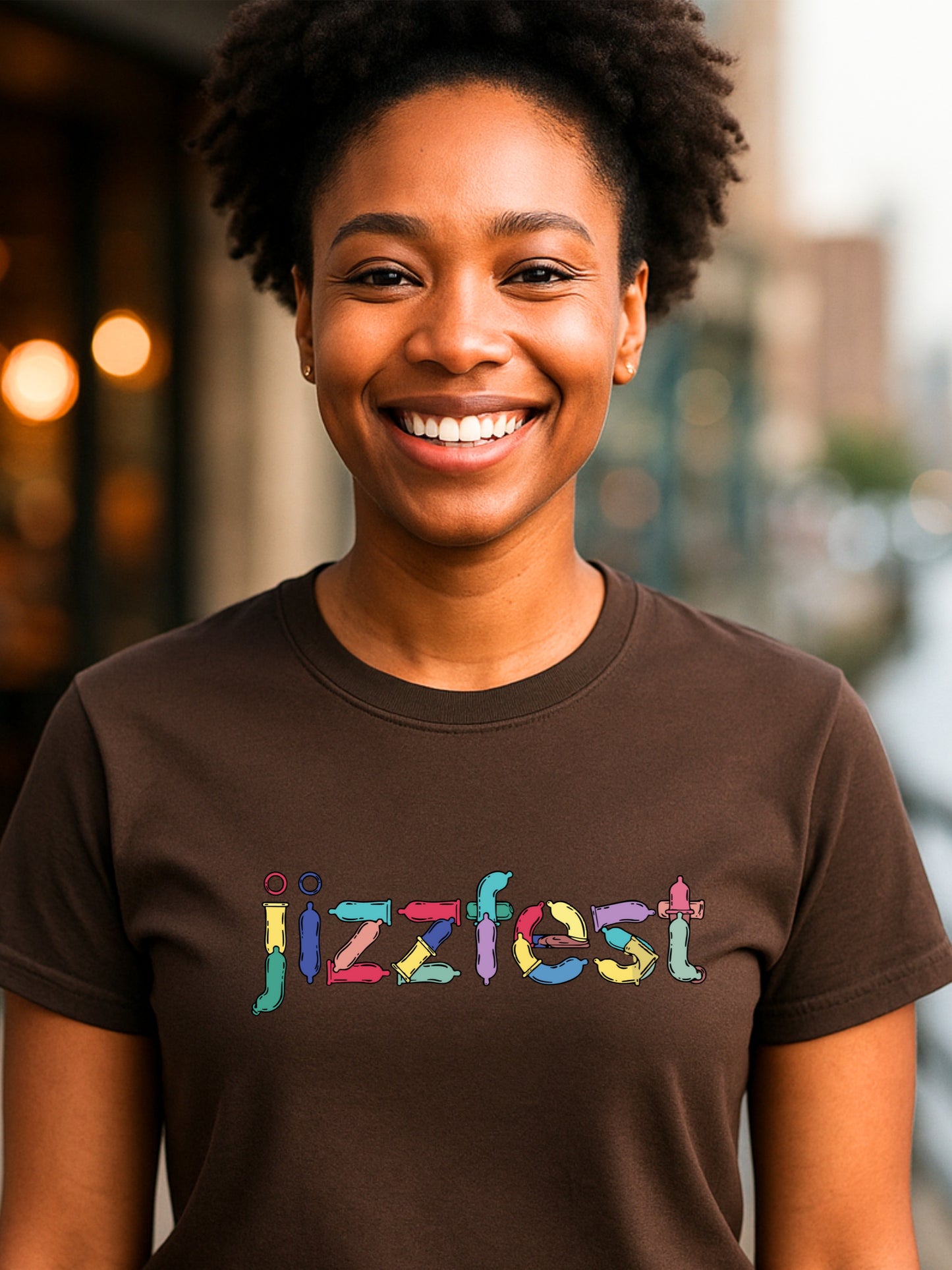 Jizzfest T-Shirt | Condom Typography Funny Adult Party Graphic | Gildan Softstyle® Cotton 64000