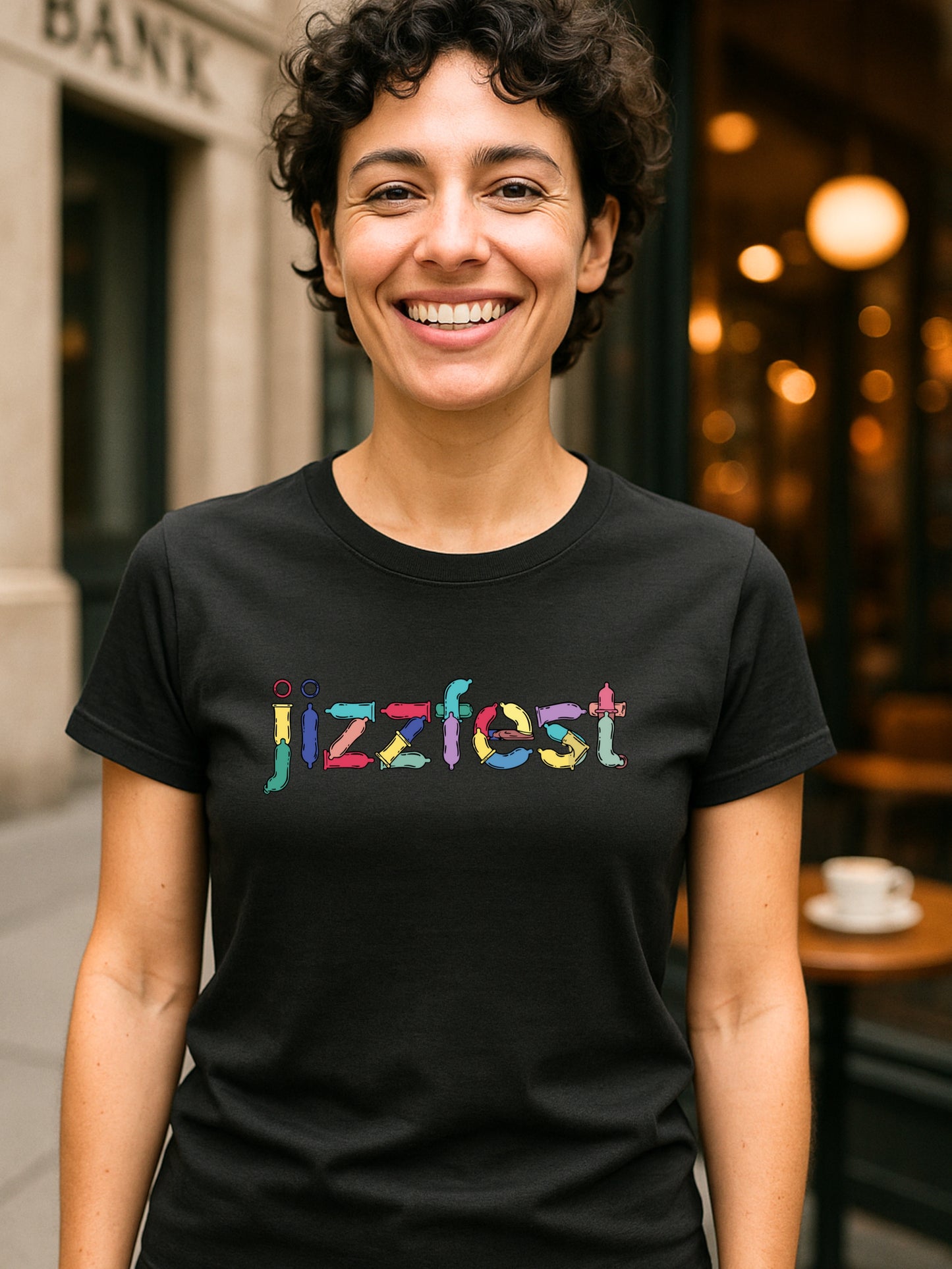 Jizzfest T-Shirt | Condom Typography Funny Adult Party Graphic | Gildan Softstyle® Cotton 64000