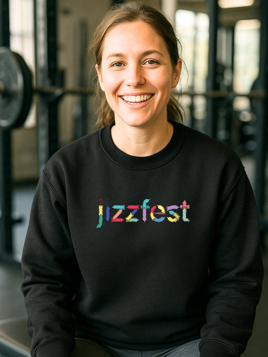 Jizzfest Sweatshirt | Condom Typography Funny Adult Party Graphic | Gildan Softstyle® 18000